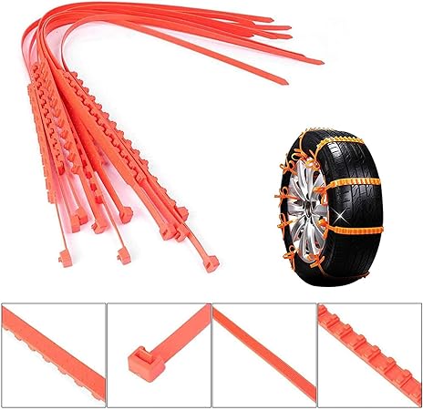 Amazon 21改良型 使い捨て 車用 タイヤチェーン 非金属 スノーチェーン 簡易チェーン 緊急脱出 すべり止め ジャッキアップ不要 簡単取付 雪道 凍結 アイスバーン スリップ 悪路 泥道 泥濘 汎用 ぬかるみ 空回り 冬の必需品 145 295mm スリップ タイヤチェーン