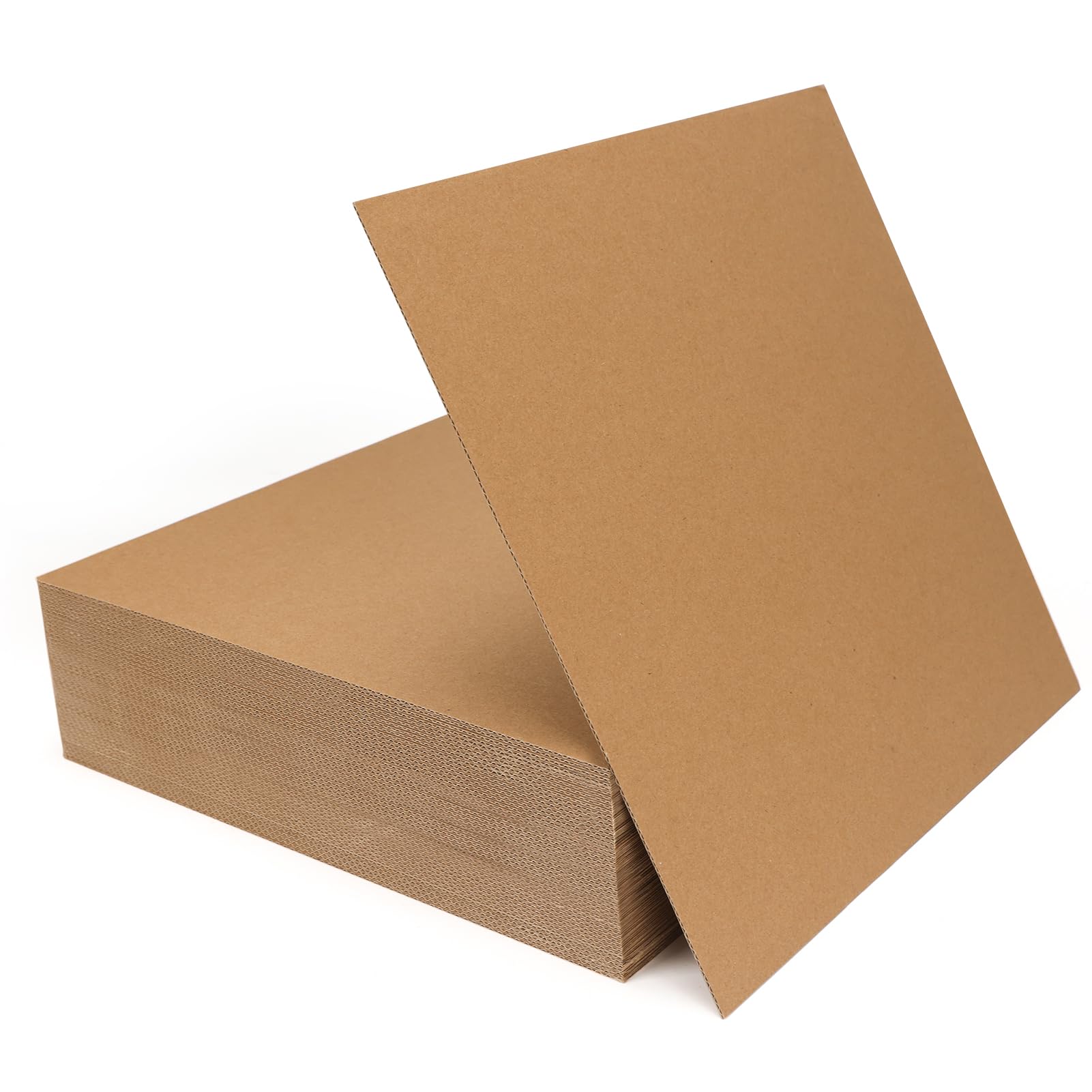 Calenzana 12x12 Browm Corrugated Cardboard Sheets, Flat Card Boards Inserts for Crafts, Packing, Shipping, Moving, Mailing, 50 Pack