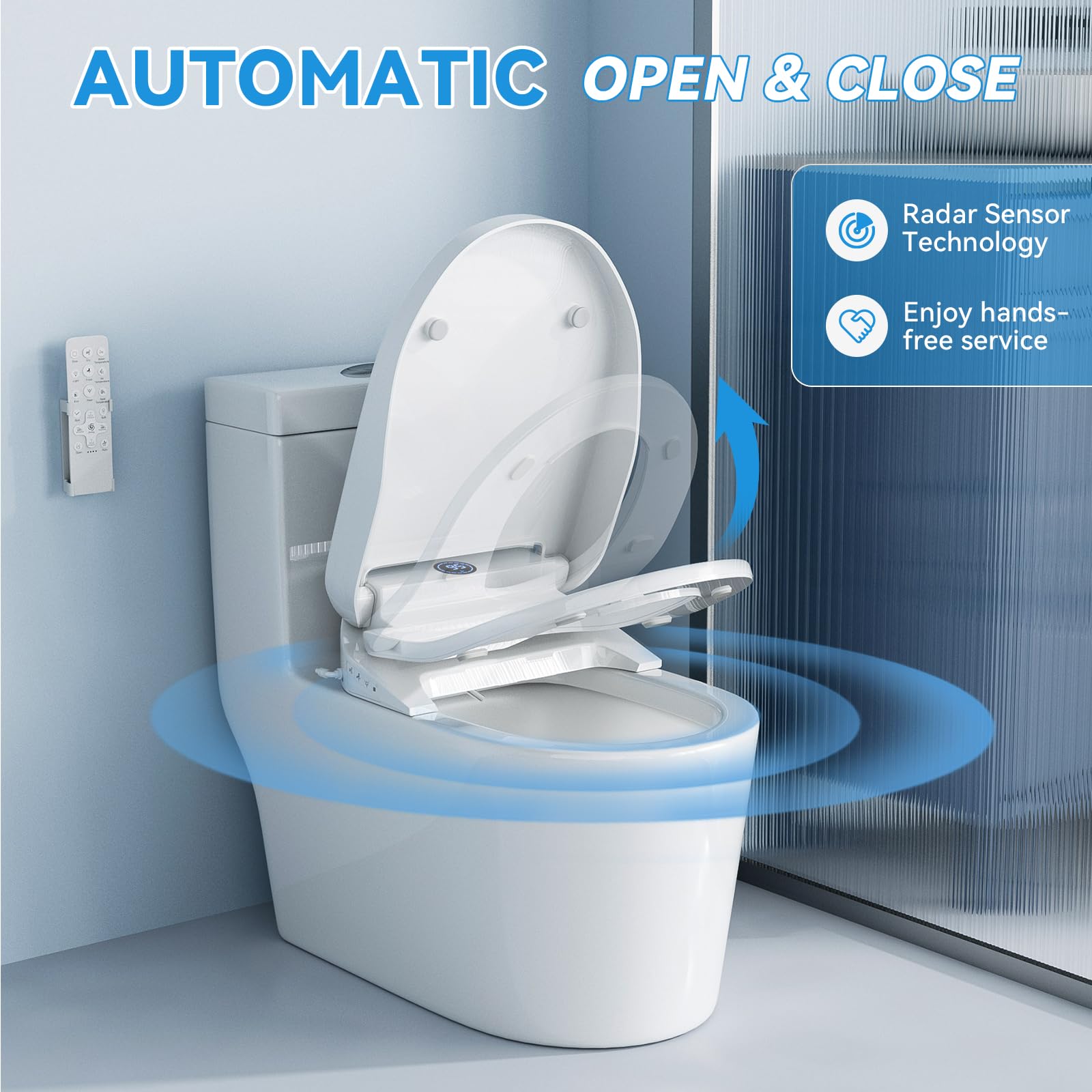 TOTTE Smart Bidet Toilet Seat with Auto Open Close Lid - Elongated Heated Seat Instant Warm Water Air — view 2