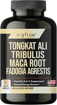 gflow vitamins Tongkat Ali for Men & Women- Extra Strength Formula with Fadogia Agrestis and Tribulus with Maca Root - Stamina, Vitality, Energy, Mood Support | Made in USA