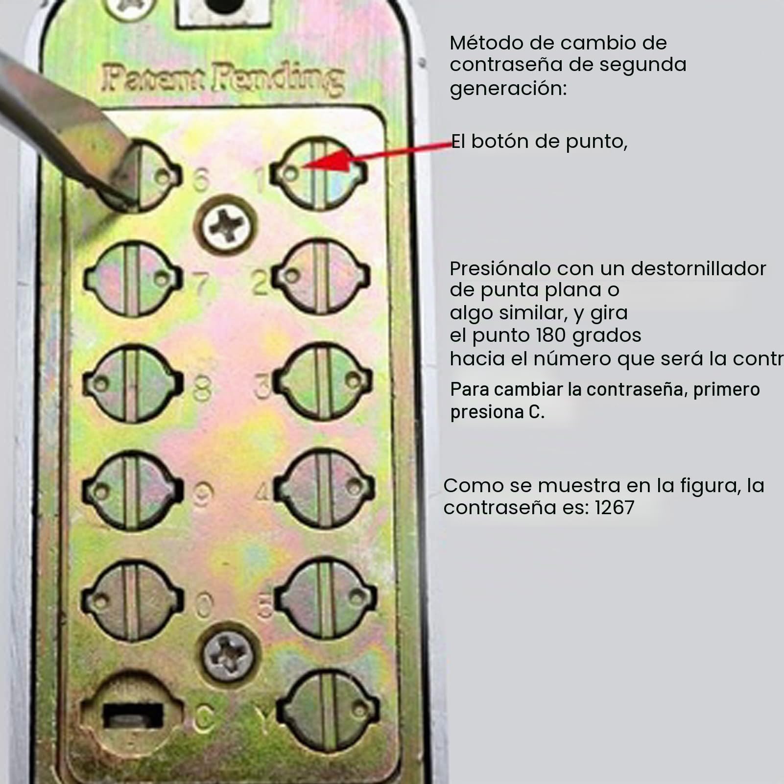 Cerradura de puerta con código numérico digital, Cerradura de puerta con pulsador digital de código mecánico Aplicable al grosor de puerta de 30-60 mm