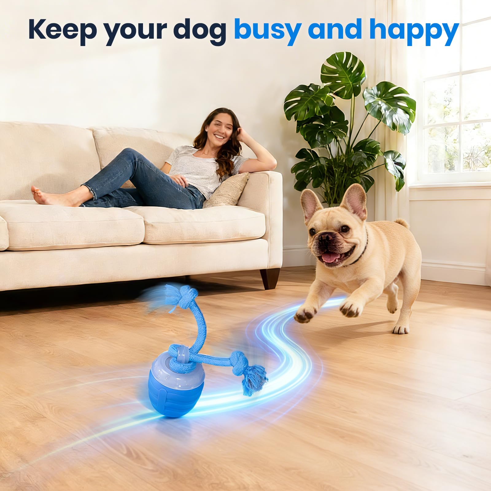Jouets interactifs pour chiens de taille moyenne, balle automatique à mouvement intelligent amélioré 2026, jouet interactif pour chien pour les garder occupés, jouet pour chien Chase Buddy