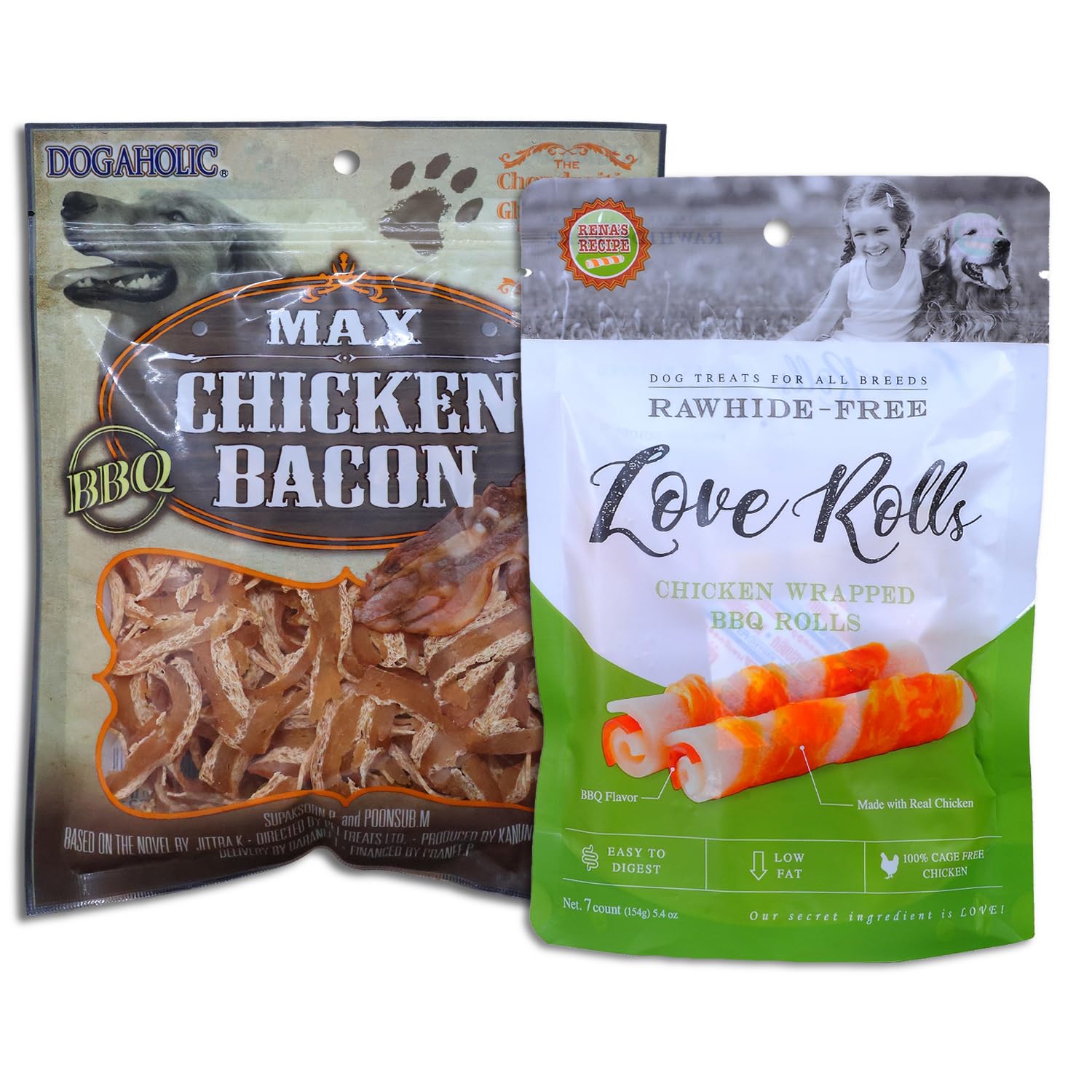 Combo of: - Rena Love Chicken Wrapped Barbeque Rolls Treats for Dogs | Rich in Protein and Easily Digestible - 154 gm with BBQ Max Chicken, Bacon Dog Treat – 130 gm (B0B5VF9TPB) Amazon Price History, Amazon Price Tracker