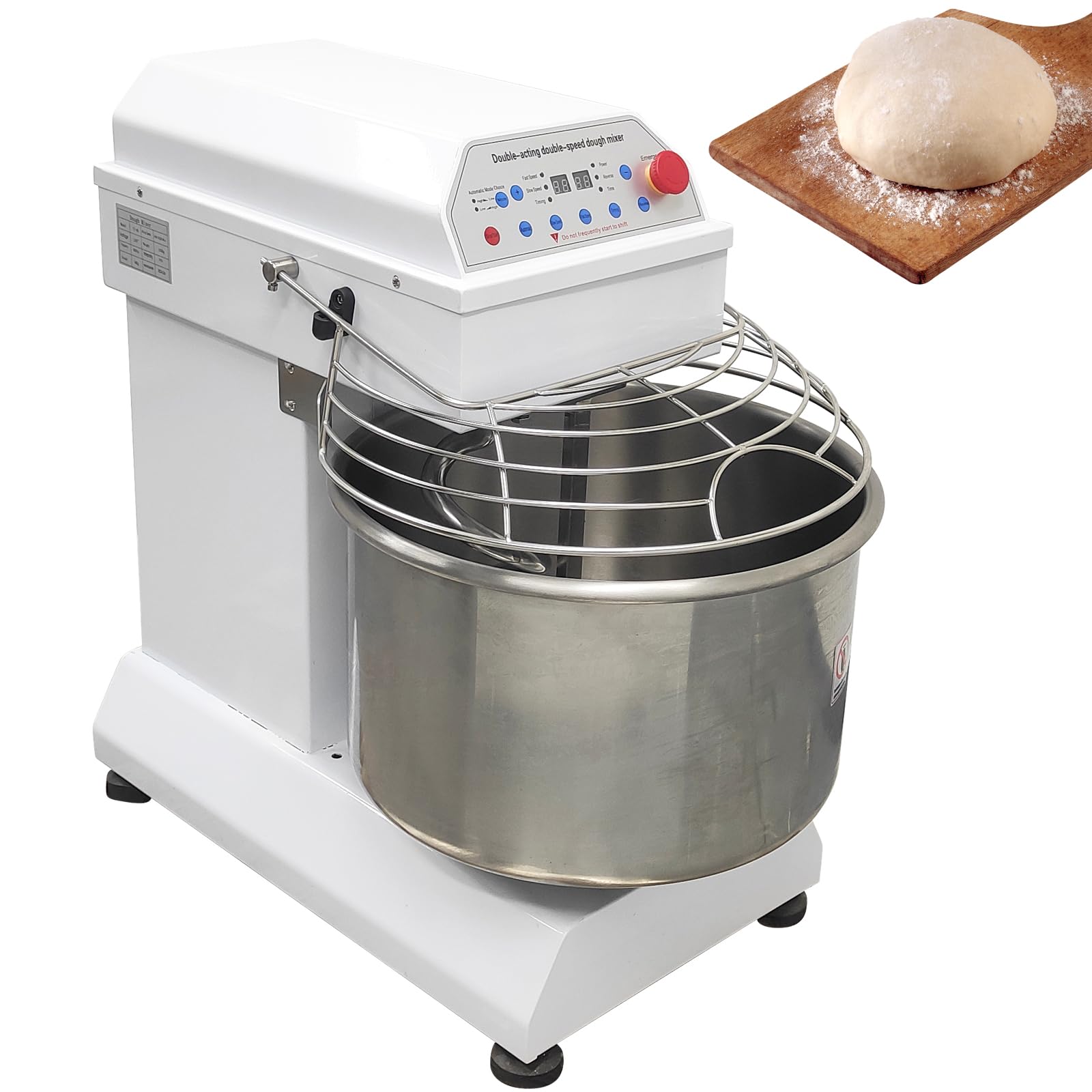 Mezclador de masa de doble acción de doble velocidad de 110V 2.2KW Mezclador de masa inversor 40L Mezclador de masa comercial Mezclador de masa de soporte en espiral Mezclador de harina de