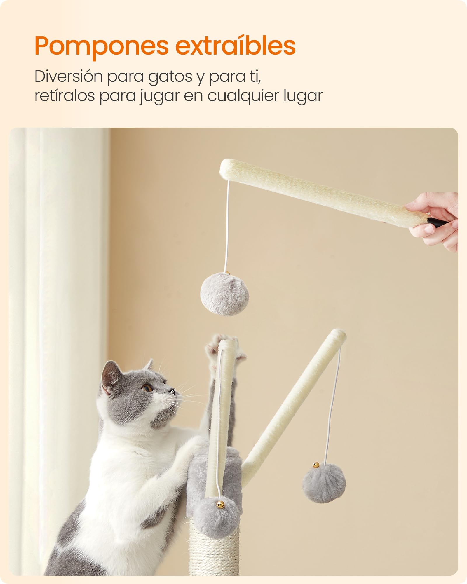 Feandrea Árbol de Gatos, Torre de Juegos, Gatito, Gris Claro PCT143W01