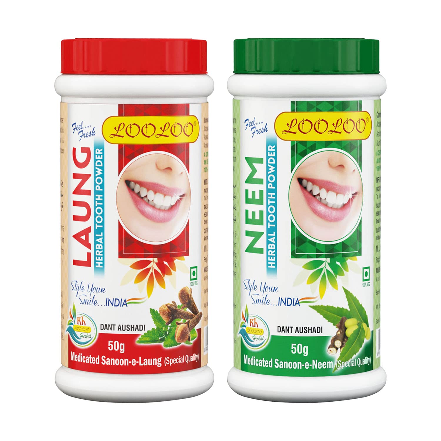 LooLoo Herbal Medicated Tooth Neem Powder -50gm & Herbal Tooth Laung Powder - 50gm (Pack of 2) (B0B9SXM9KW) Amazon Price History, Amazon Price Tracker