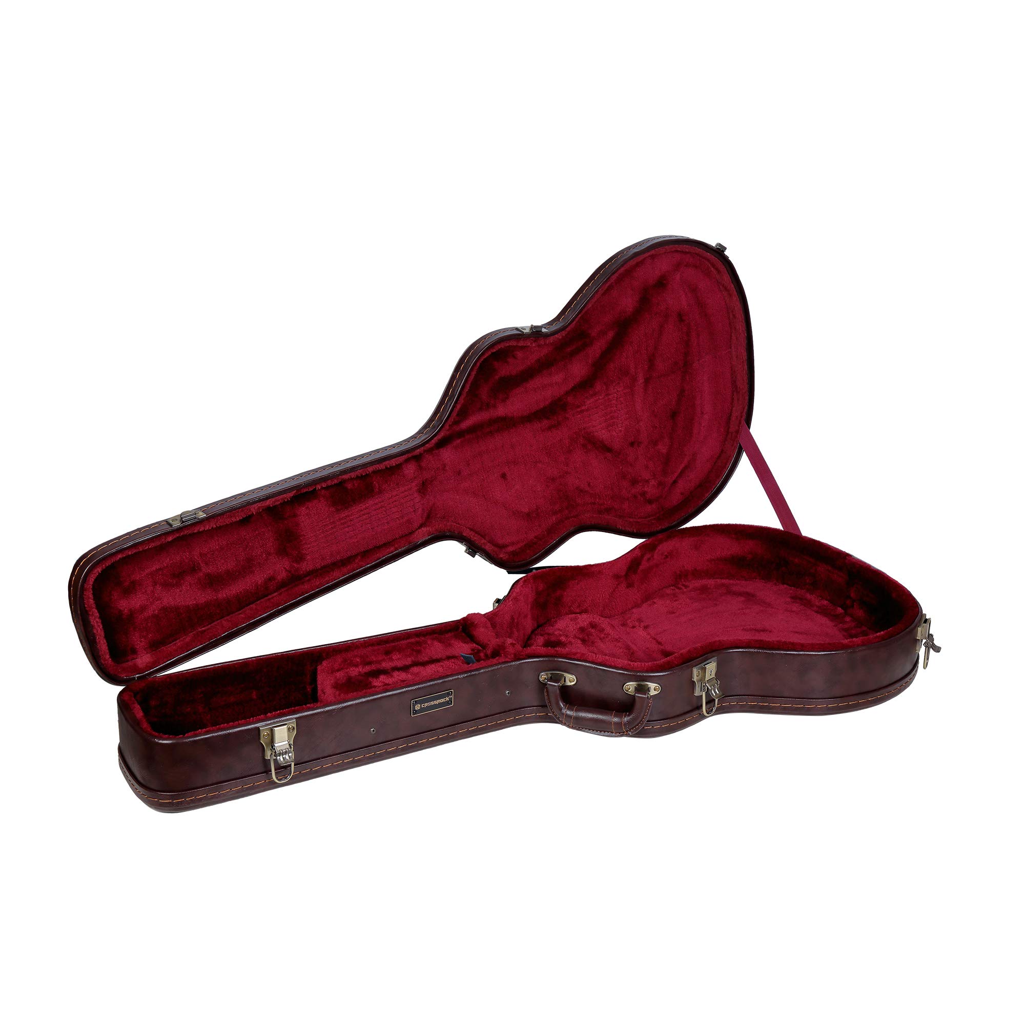Crossrock 335 Étui semi-creux pour guitare électrique Argenté Wooden marron