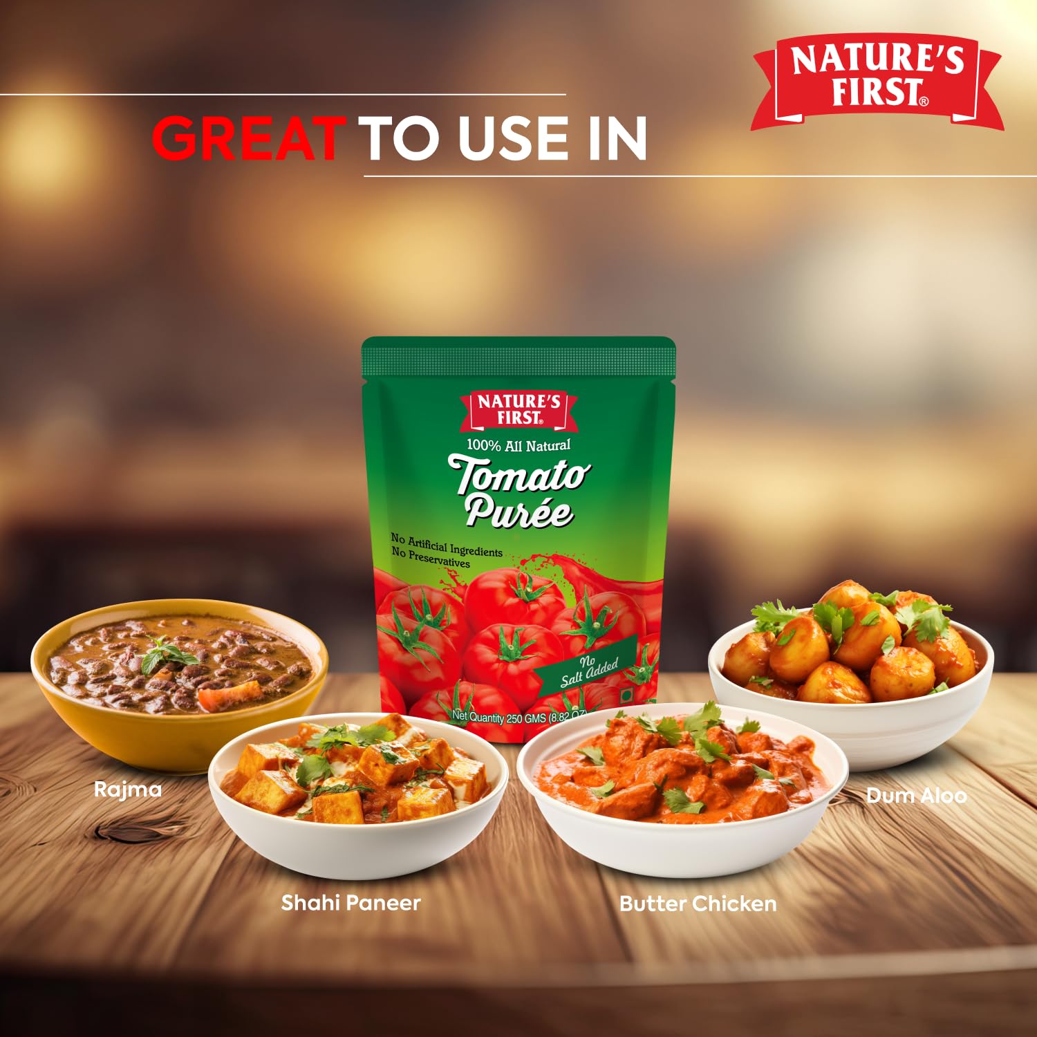 Nature's First Tomato Puree (Pack of 10) 250gms, Fresh, Thick & Natural Tomato Paste for Cooking, Add Rich Flavour in Dishes, No Added Salt, No Preservatives, Sweet and Pure, Vegetarian 4