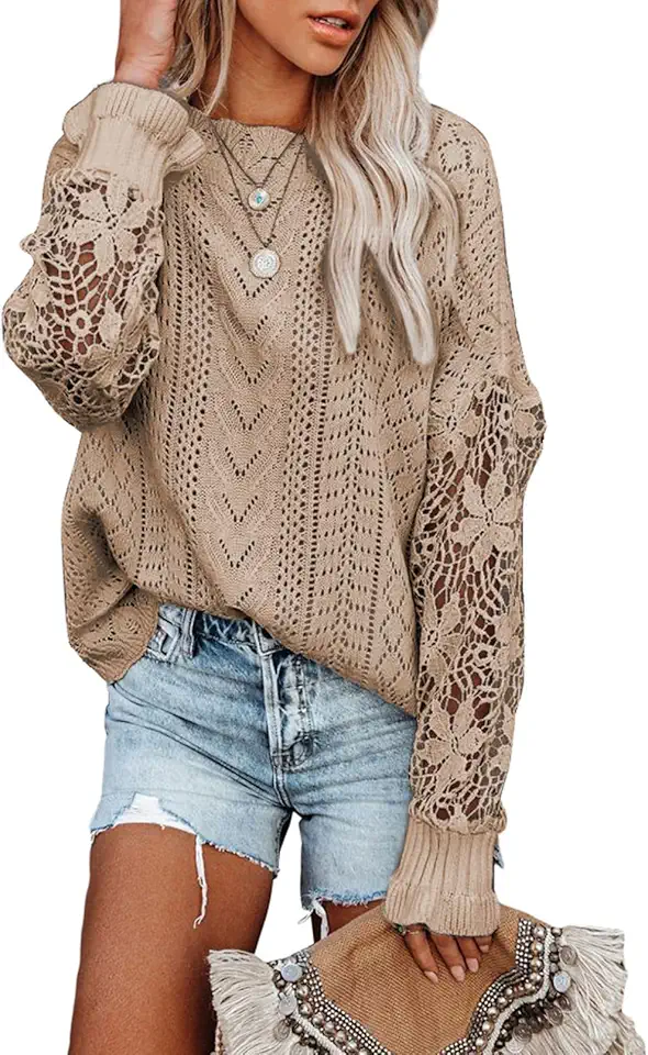Yellow Hollow-out Crochet Side Tied Short Sleeve Sweater