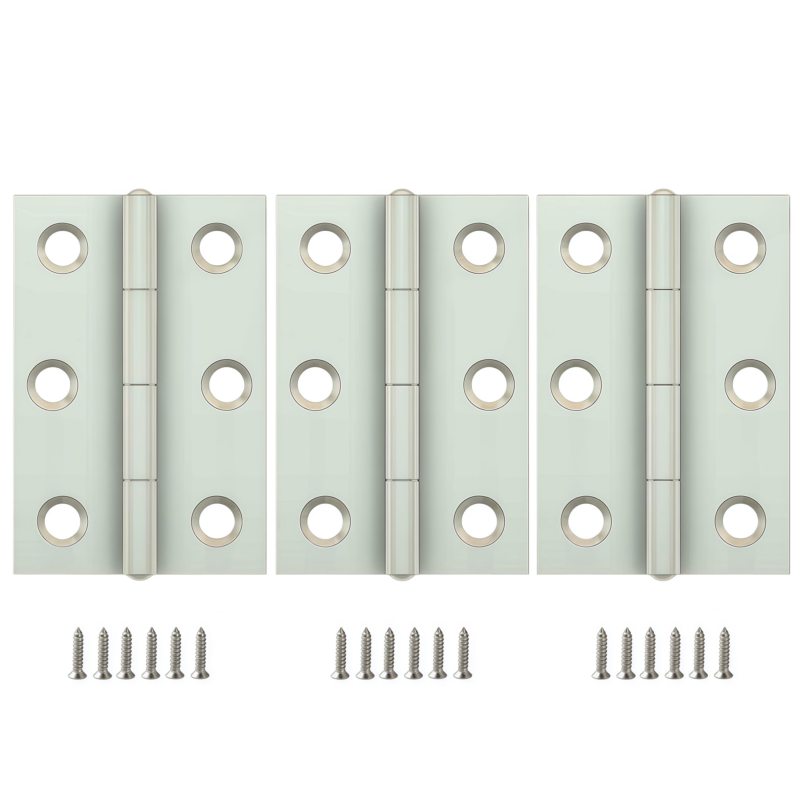 Vbnexyr Regular Door Hinges 3 Pack Stainless Steel Folding Hinges For Cabinets Casement Hinges And Door/Window Hardware With Screws 48 * 32 * 1.2Mm [6 Holes]