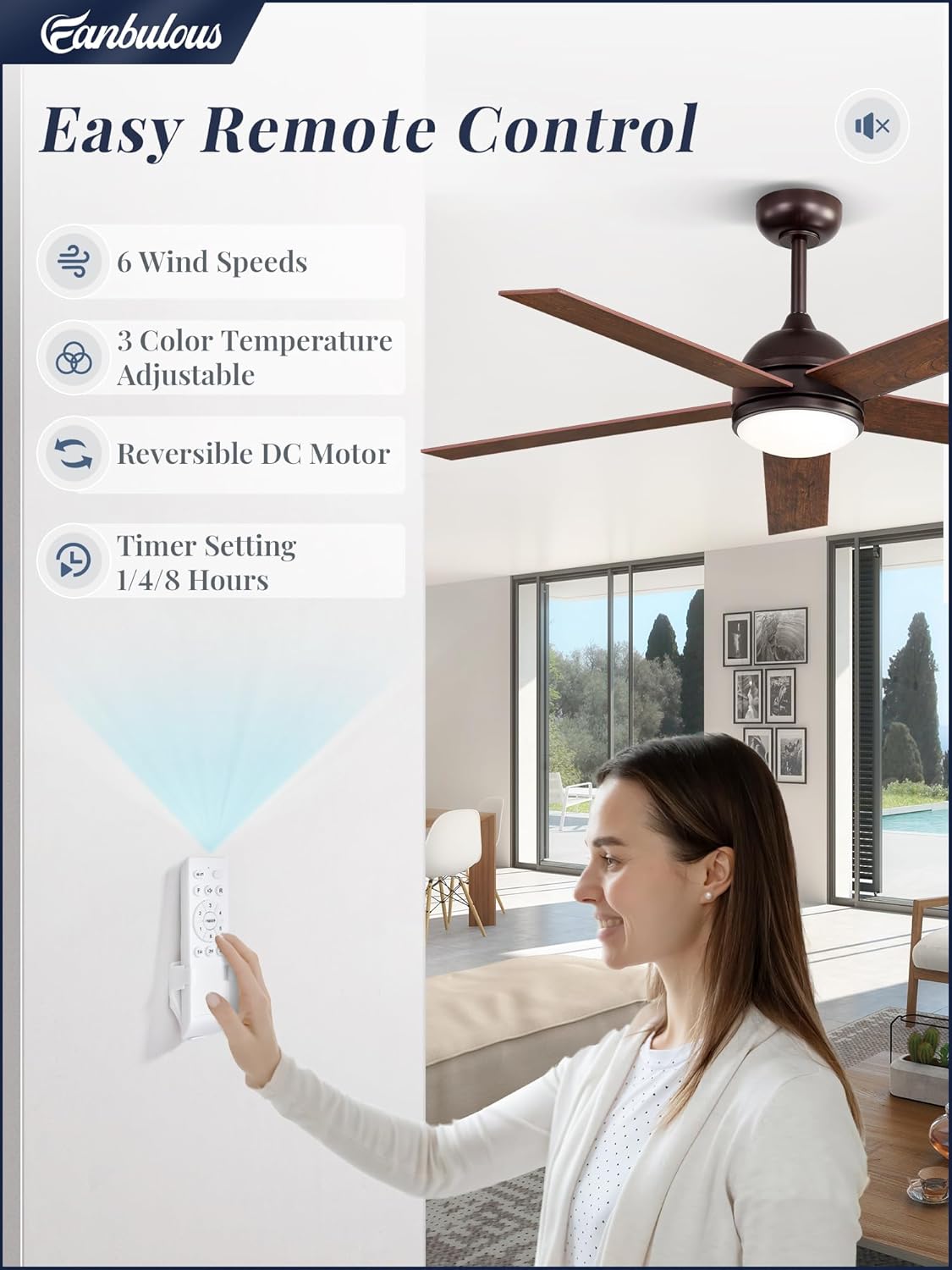 Fanbulous 52 Inch Ceiling Fan with Light and Remote, Brown Modern Ceiling Fans, Farmhouse Industrial LED Ceiling Fan Lighting Fixture for Bedroom, Kitchen, Indoor, Living Room Brown 52 Inch