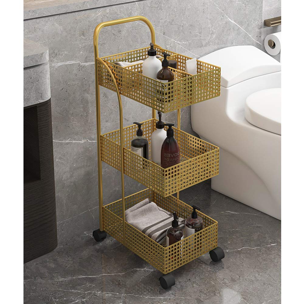Scaffale da cucina a 3 ripiani con ruote, multiuso, per bagno, cucina e ufficio