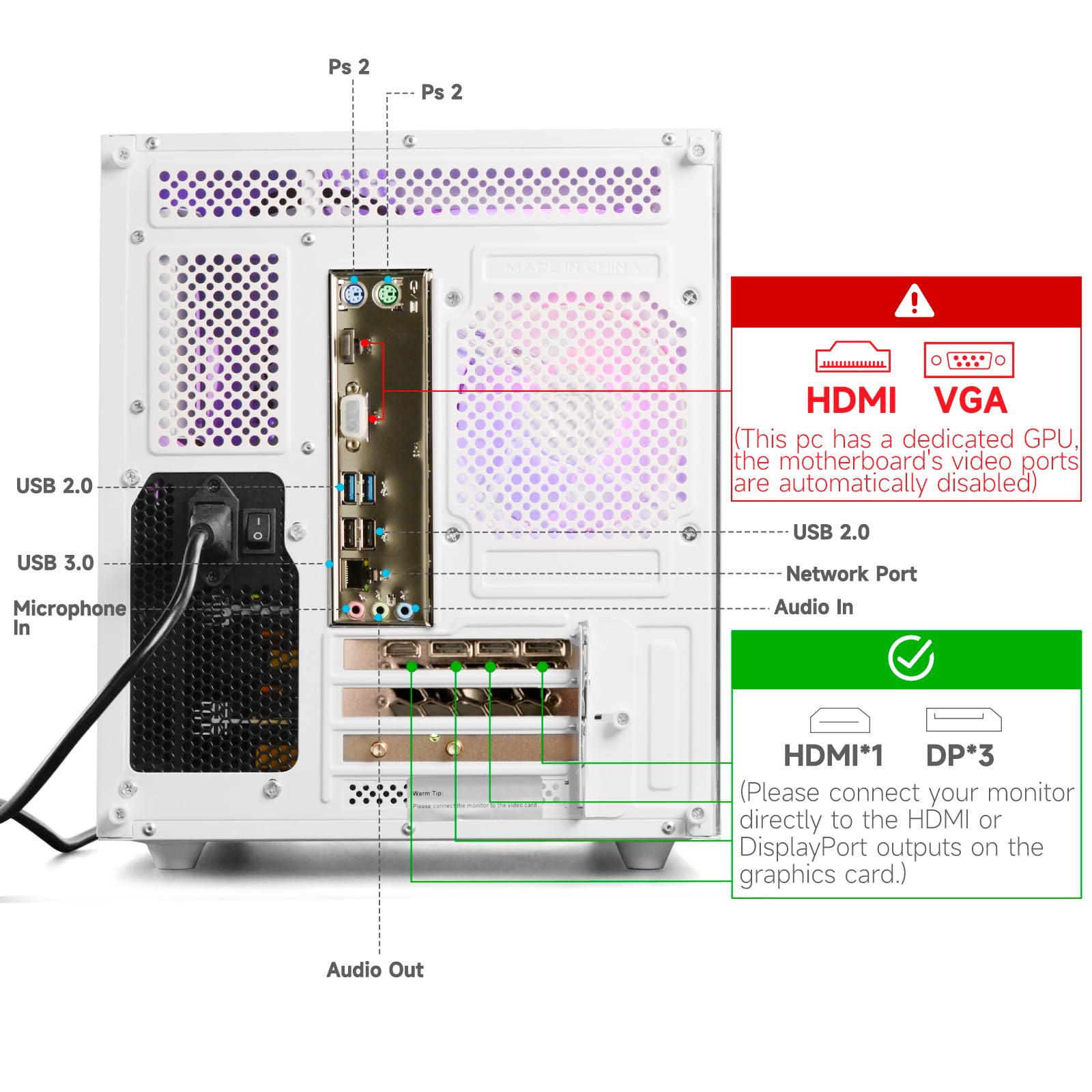 Gaming PC Desktop Ryzen 7 5700X, GeForce RTX 5060, 32G DDR4 RAM, 1TB NVME SSD, WiFi 6, 4K Prebuilt Tower Computer for VR Gaming, Streaming, Home and Office (White)
