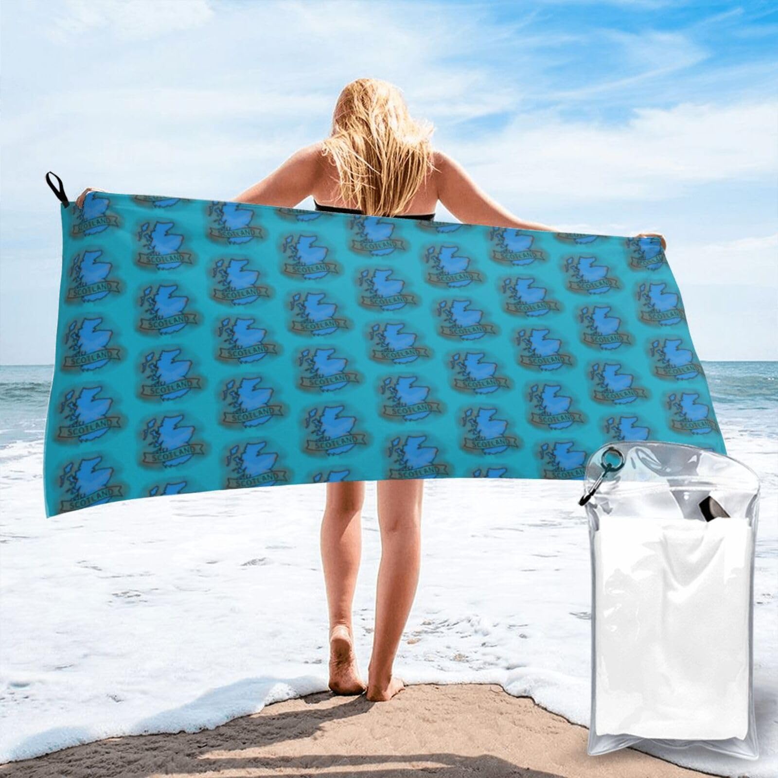 FHIZOAL Scotland Map Quick Dry Towel Microfibre Towel Super Absorbent Ultra Compact Gym Sports Beach Camping Travel