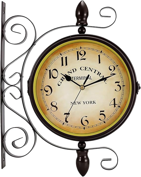 DynaLiving DoubleSided Wall Clock 8inch Vintage Wall