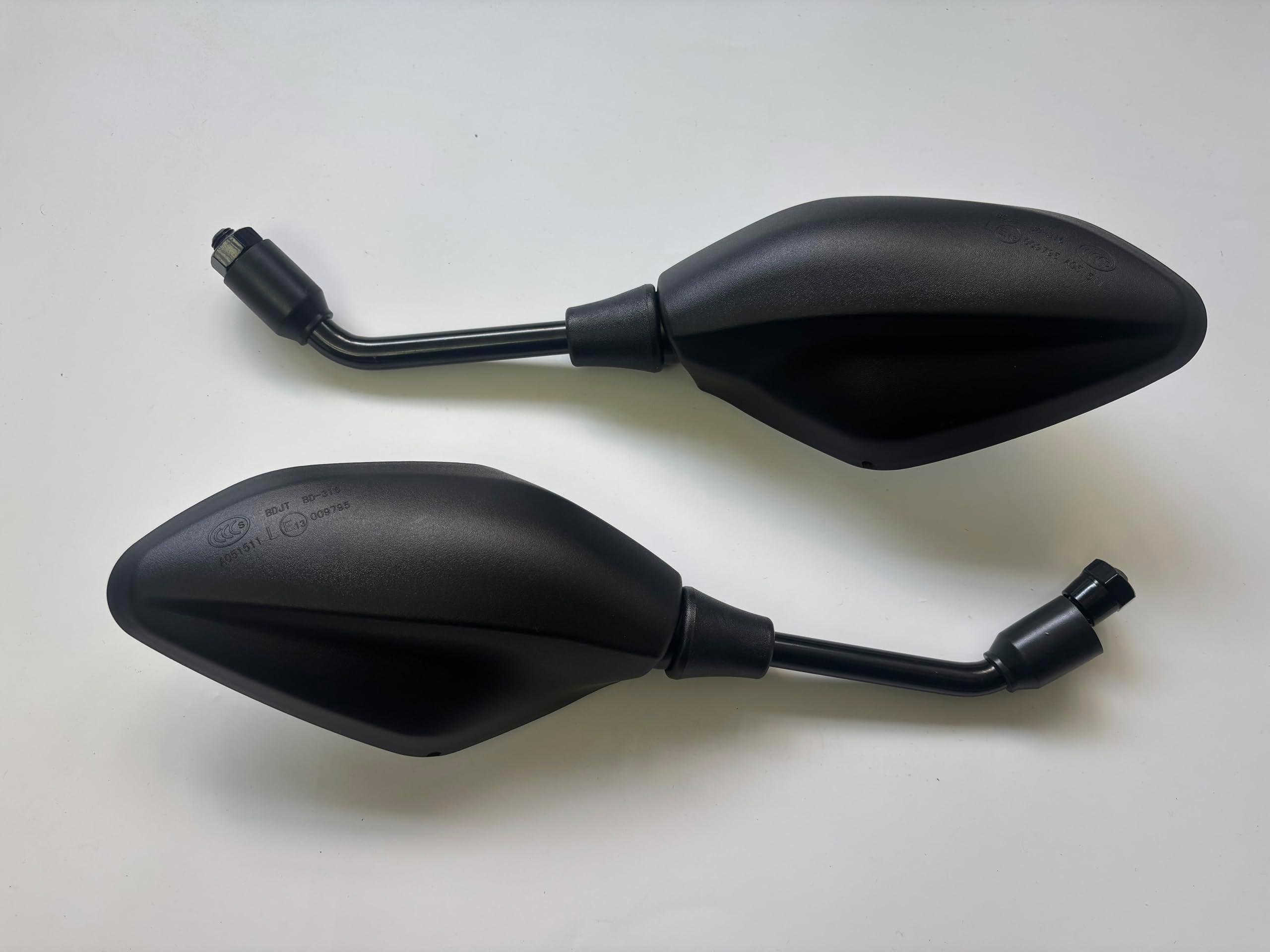 Black Motorcycle Mirrors 2Pcs, E-Mark Motorcycle Rear View Mirrors set M8 M10 ATV mirror compatible with ATV, Scooter, Dirt-Bike, Moped, E-Bike, Roller