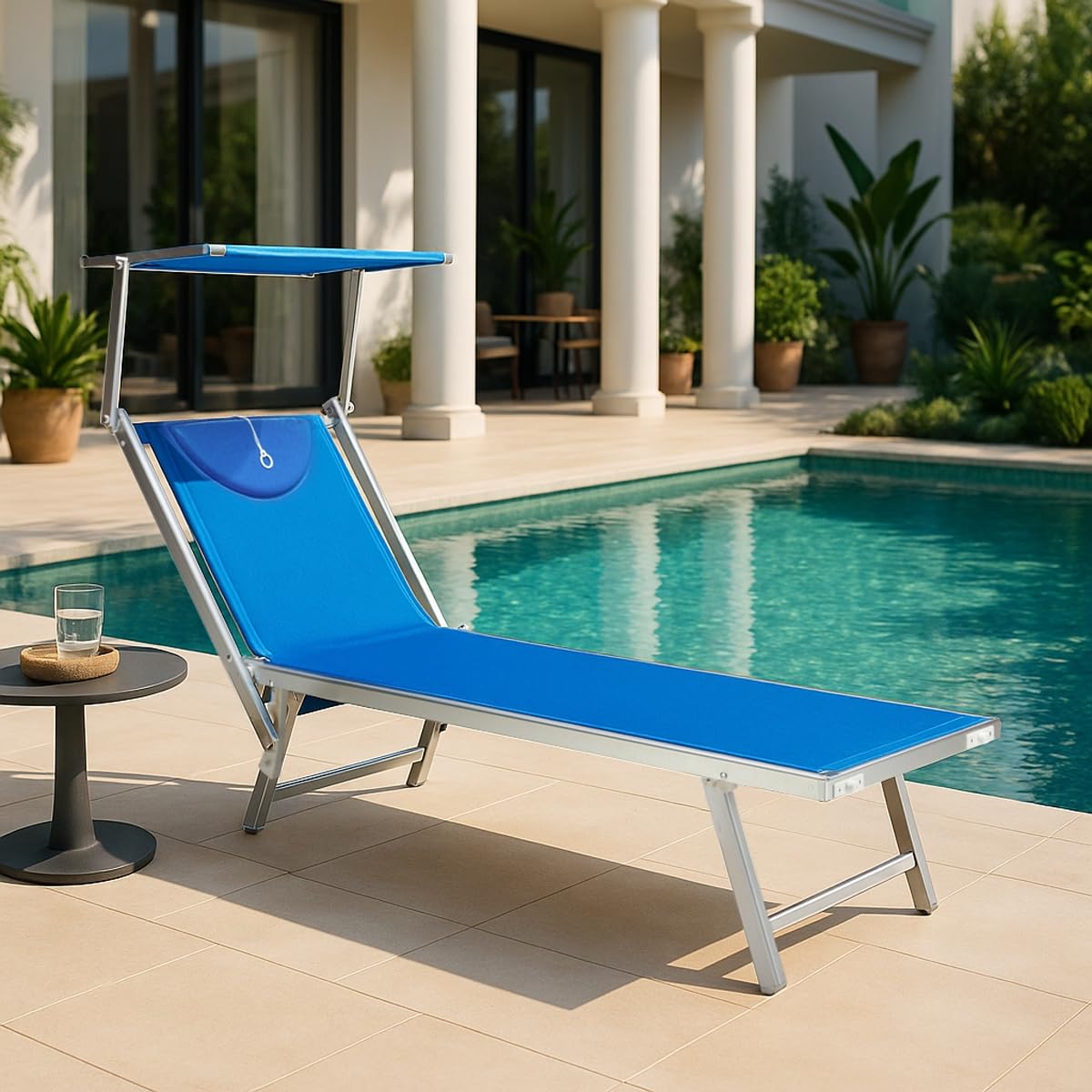 Produce Shop Lettino Spiaggia Mare Prendisole Professionale Alluminio Santorini - Blu