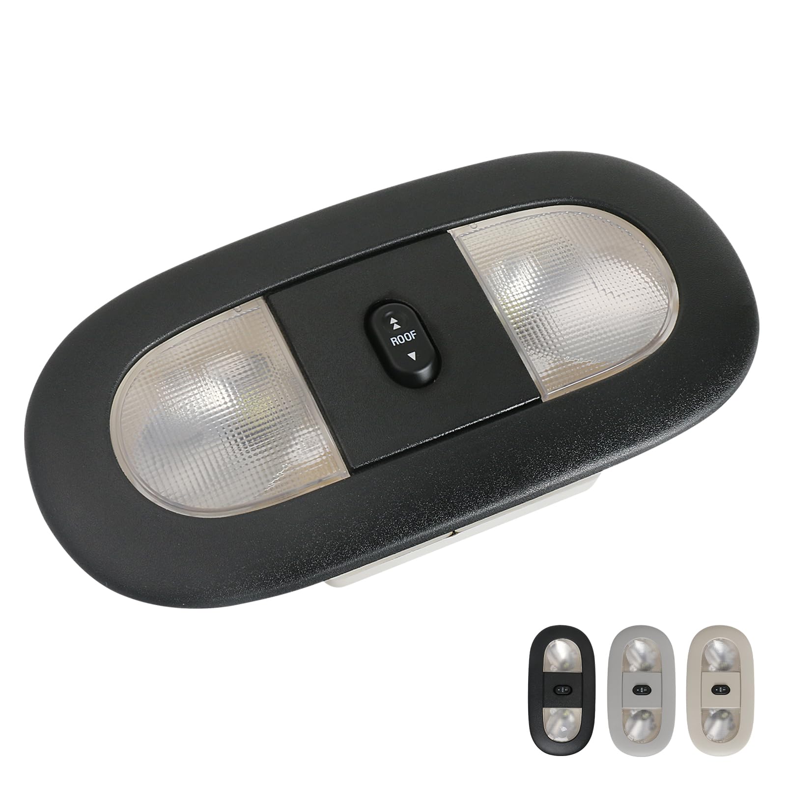 Overhead Console LED Dome Map Light Lamp | for 08-10 Ford Super Duty Extended Cab/SuperCrew &amp; 04-08 Ford F150 | Replaces 8C3Z-25519A70-AA 8C3Z25519A70AA Interior Cab Lights with Sunroof Switch (Black)
