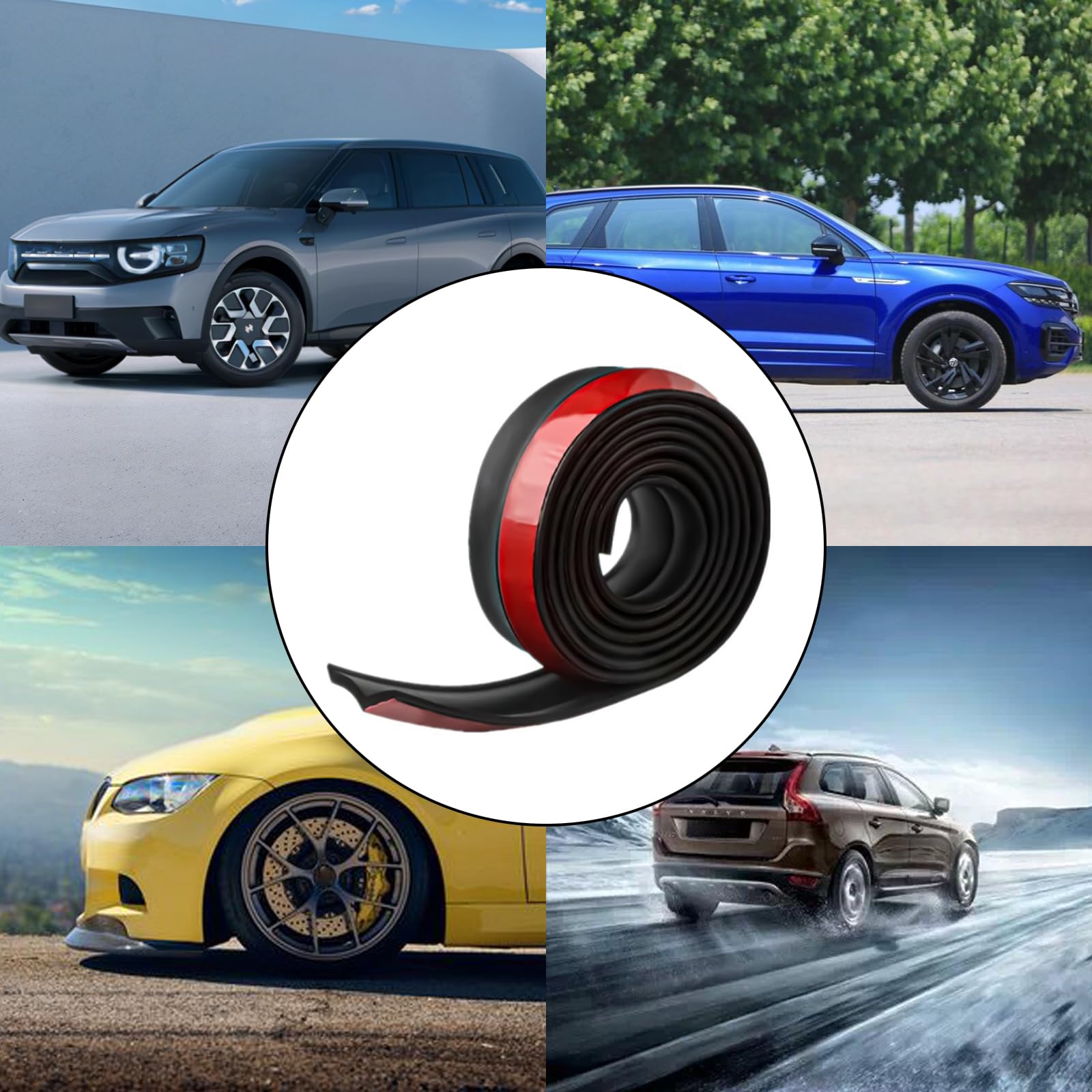 Spoiler anteriore universale per auto, 2,5 m, 2,5 m, striscia adesiva per labbro anteriore, 60 mm, per auto, camion, SUV (2,5 m)