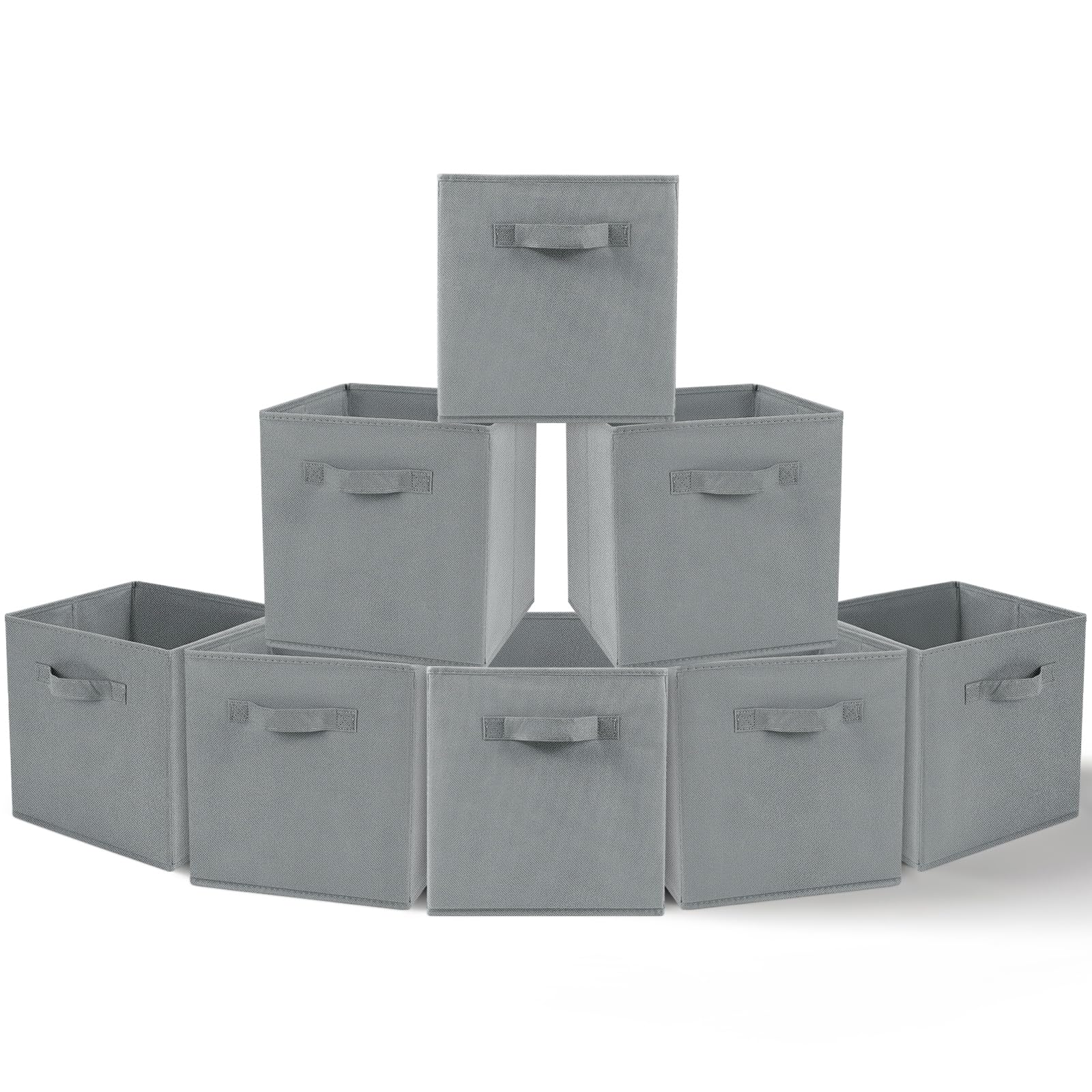 Amazing Tour 8 PCS Cube Storage Boxes 27x27x27 Foldable Fabric with Handles Collapsible for Home Office Nursery Organiser - Clothes Basket Containers, Gray — image 1