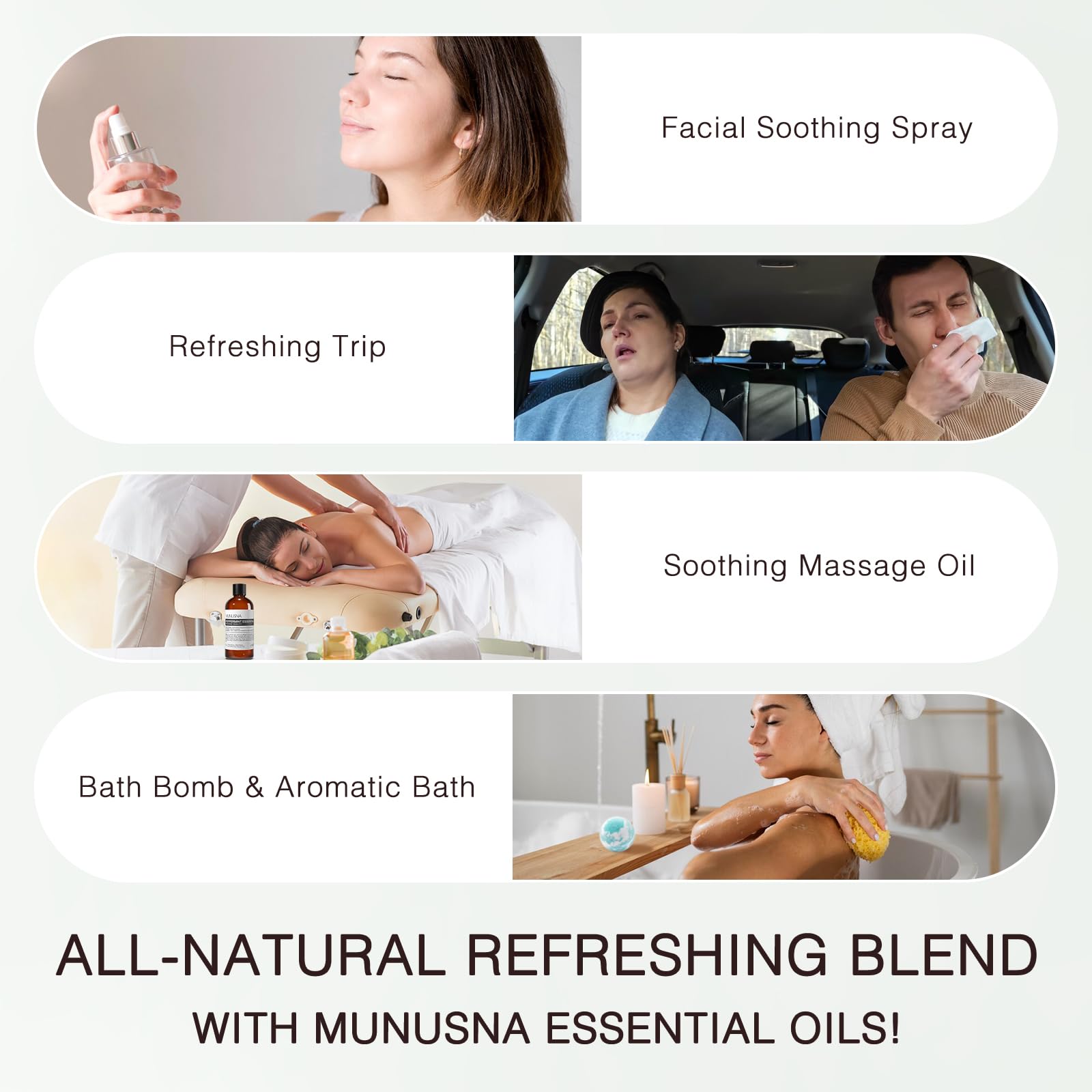MUNUSNA Peppermint Essential Oil 100ml, 100% Pure Peppermint Oil for Aromatherapy, Mint Fragrance Oil for Home for Diffusers, Candle and Soap Making — view 7