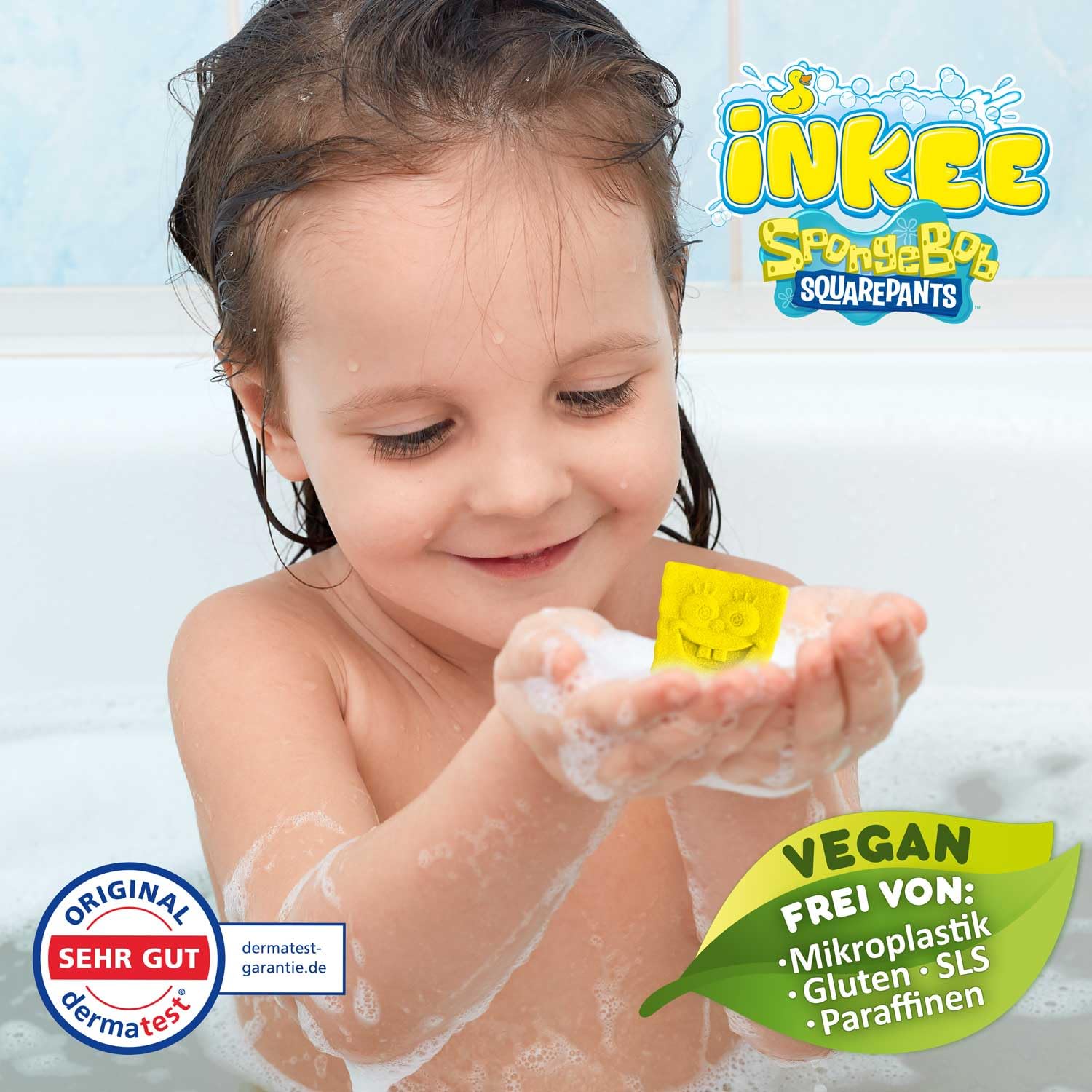INKEE Mini Pack Spongebob, Set Di 6 Pompe Da Bagno Per Bambini Con Forme Di Spongebob e Aromi di Popcorn, Divertimento Garantito