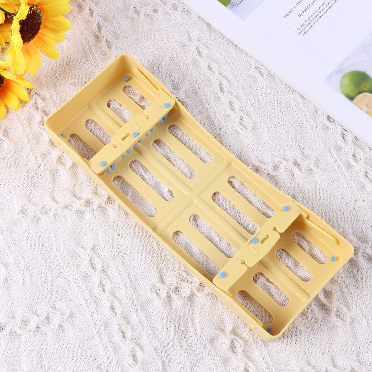 Autoklav Sterilisationskassette Box Tray Tray für 5 Werkzeuge Lagerung 1pc (Gelb)