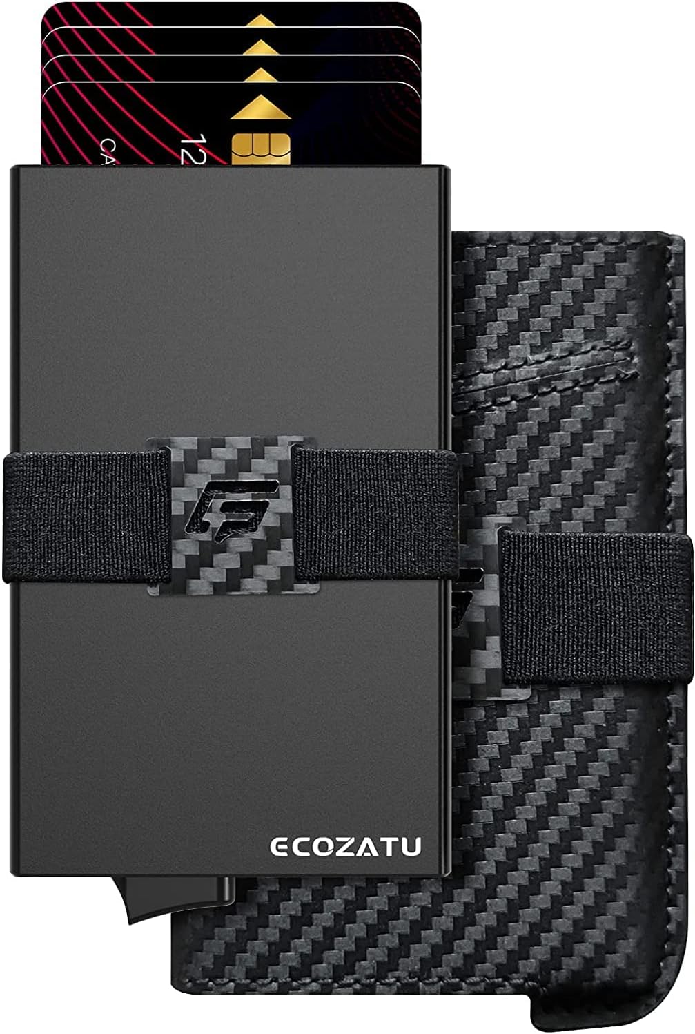 Slim Aluminum Minimalist Metal Wallet, RFID Blocking Pop Up Wallets, Slim Wallet For Men, 14+ Cards + 2 Cash Bands Holder