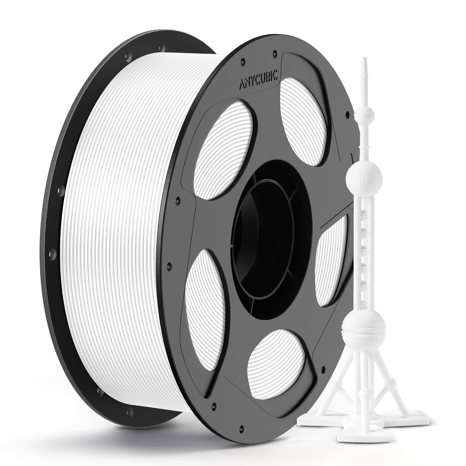 ANYCUBIC Filamento PLA+ 1,75mm per Stampante 3D, Filamento PLA Plus con Neatly Wound, Precisione Dimensionale +/- 0,02mm, Eccellente Adesione e Resistenza alla Deformazione(Bianco, 1KG)