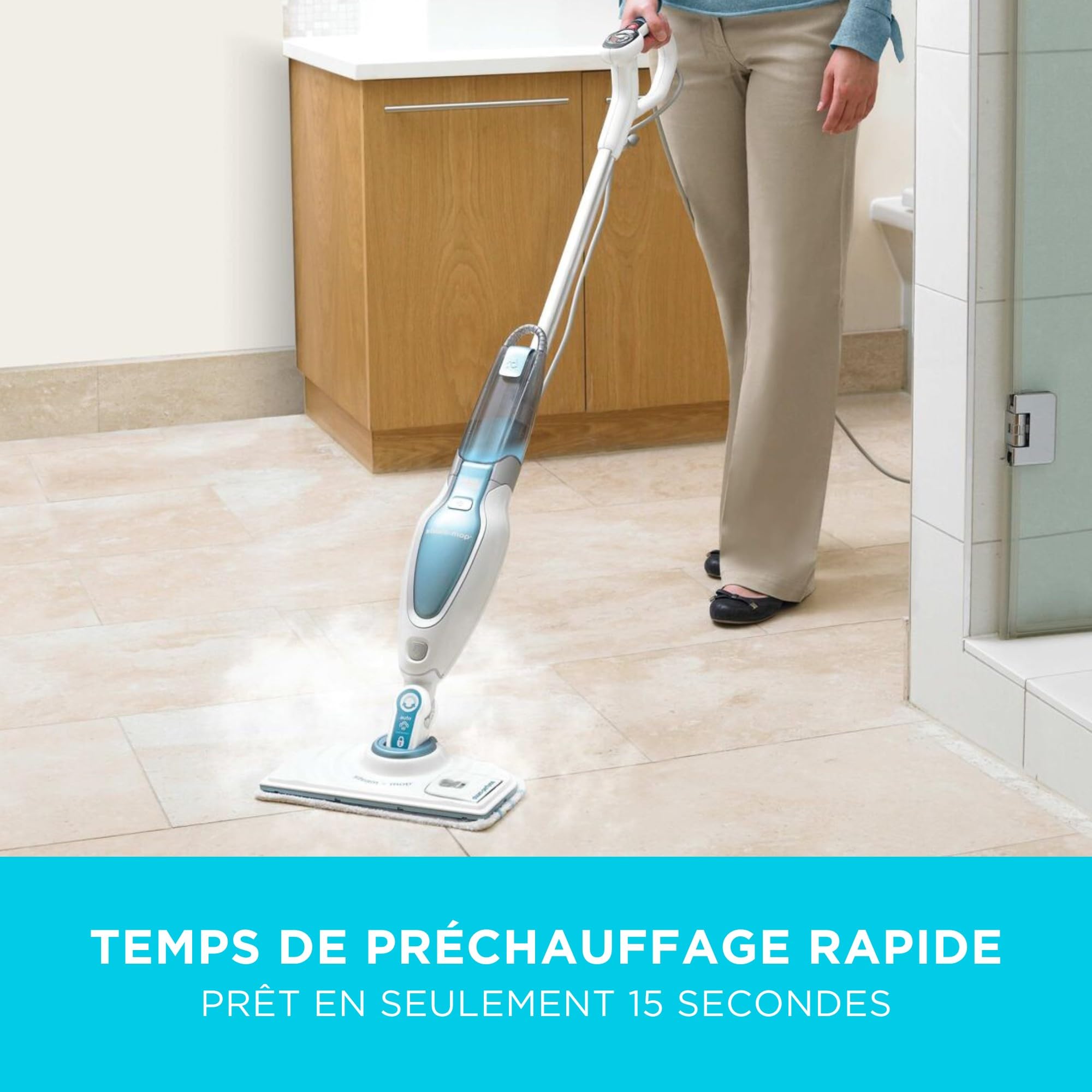 BLACK+DECKER Balai Vapeur 1600W avec AutoSelect et Tête Delta, ‎FSM1630-QS