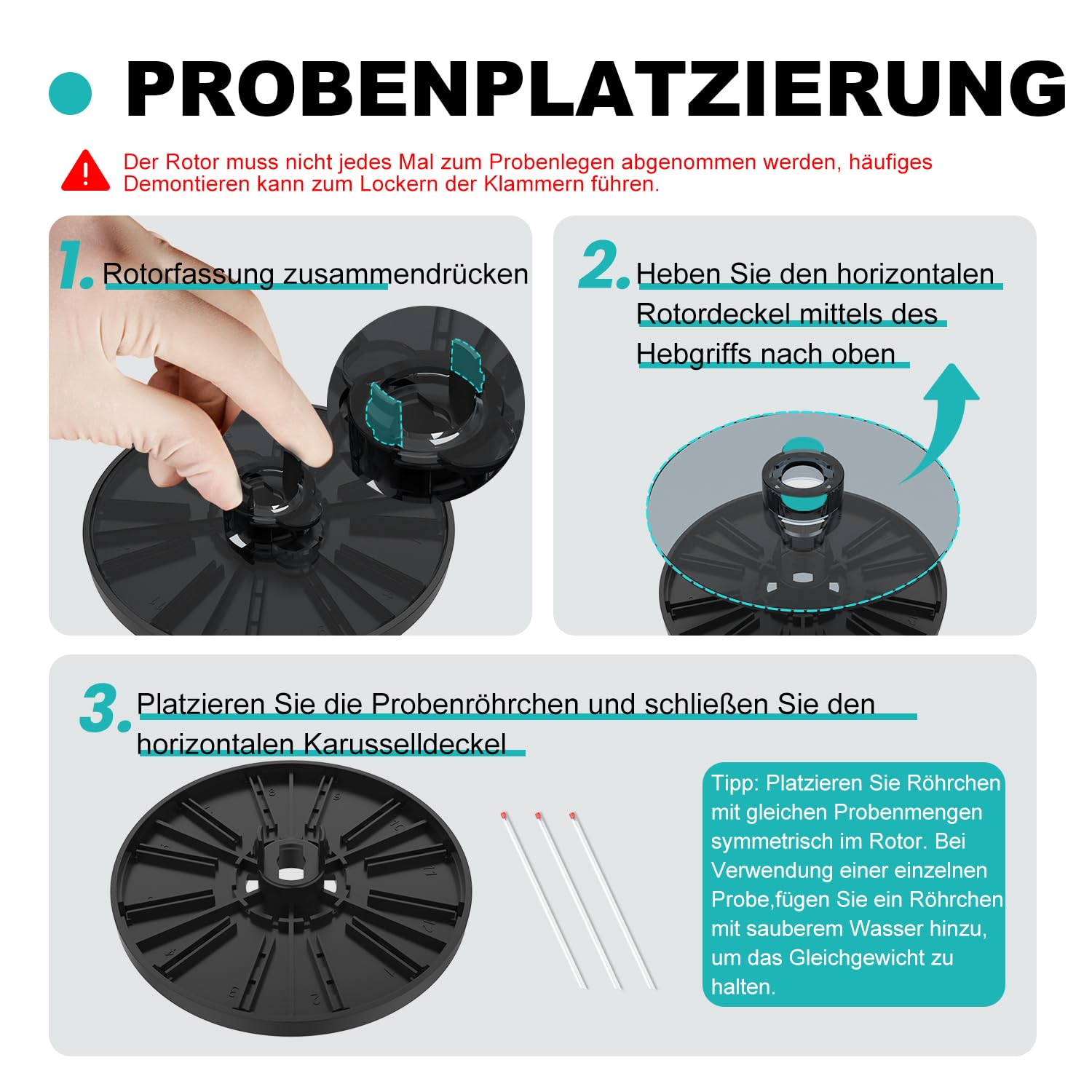JOANLAB Hochgeschwindigkeits-Mikrozentrifuge 10000 U/min, LCD-Anzeige - mit Mikro-Rotor (40mm, Φ1,5mm) & Rotor für 0,2/0,5/1,5/2ml Probenröhrchen, für Labor