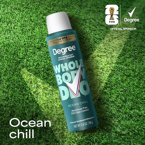 Image of Degree Men Whole Body Deodorant Spray Ocean Chill Scent, Odor 2.9 fl oz | For gym days, Helps fight odor & stay fresh, With whole-body spray, Ocean Chill