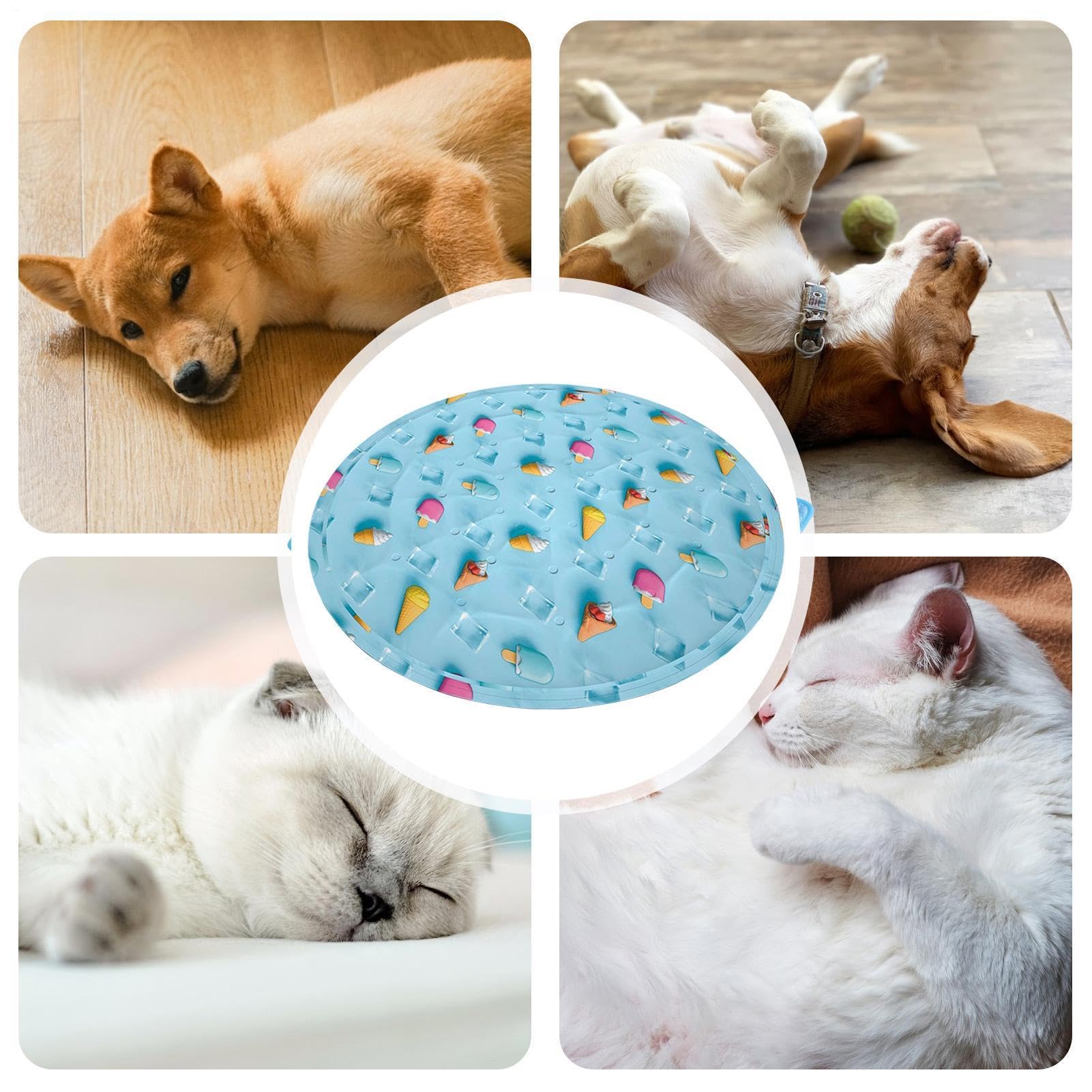 Kühlmatte für Hunde Runde, Tragbare, Wasserdichte, Faltbare, 50 Zentimeter