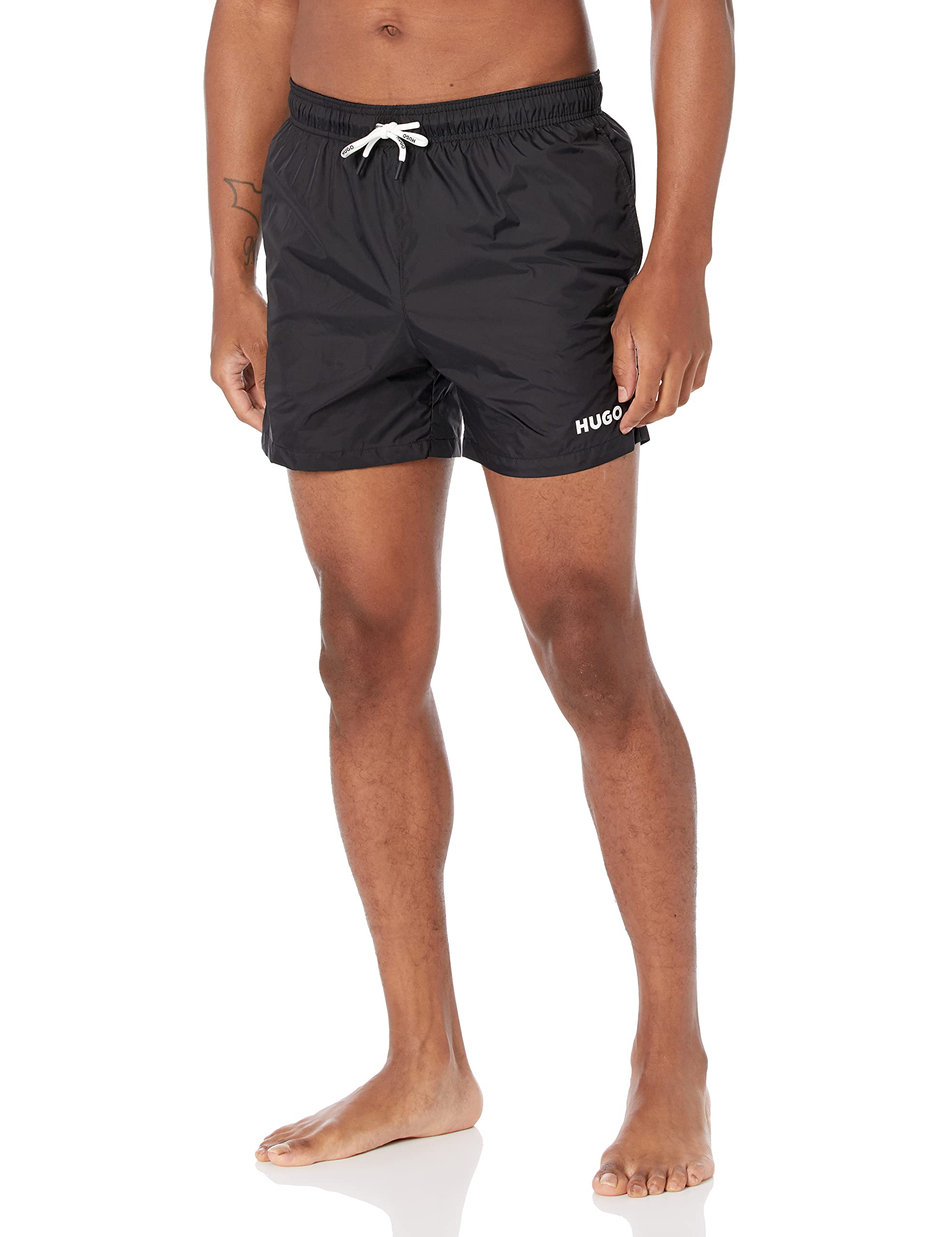 HUGO by Hugo Boss mens Small Logo Quick Dry Swim Trunks Swim Trunks