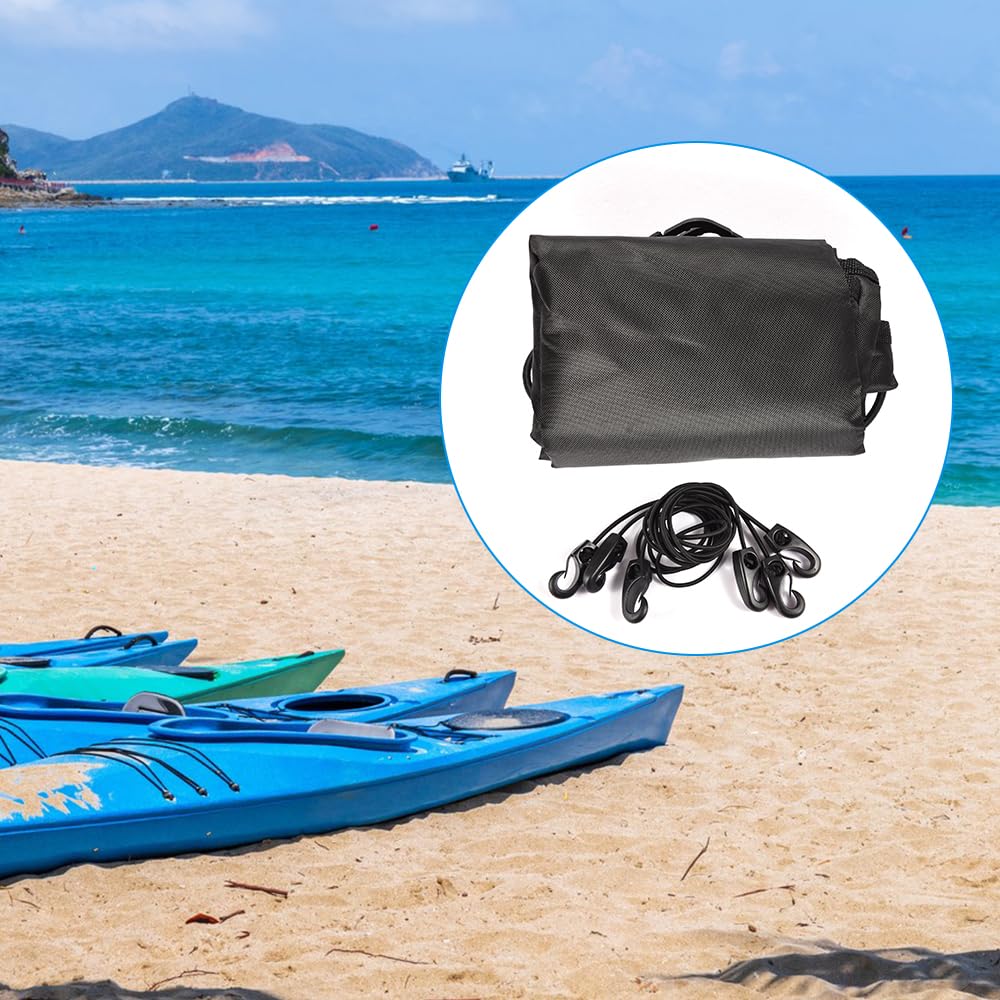SOUUXIU Kayak Cockpit Cover 420D Oxford Cloth Waterproof Dustproof with Fastening Strap, Seal Cockpit Cover Universal with Storage Pouch for Indoor Outdoor Storage