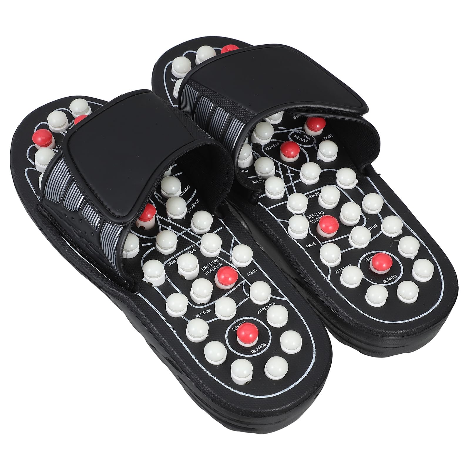 Fußmassage Slipper mit Akupressur Verstellbare Gummi Sandalen mit Anti Rutsch Sohle Massagepantoffeln zur Ermüdungslinderung für Damen und Herren