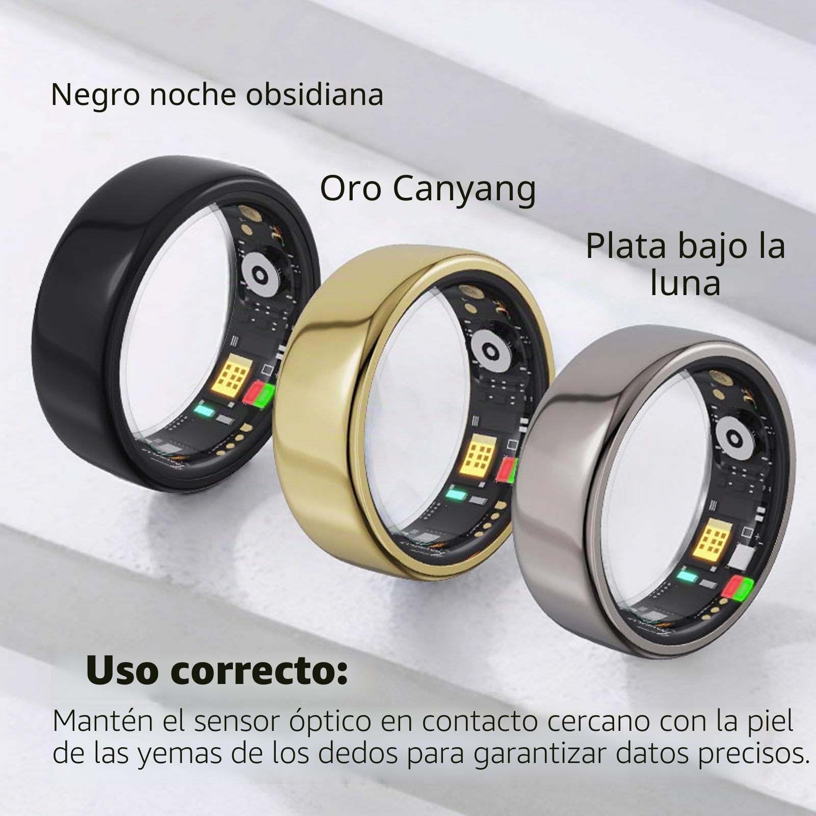 ciciglow Anillo Inteligente para Salud con Seguimiento de Actividad Física, Contador de Pasos Impermeable IP68 para Hombre y Mujer, Monitor de Sueño y Calorías, Pulsera Deportiva A