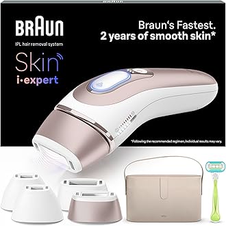 Braun Pulsed Light Skin i·Expert Smart IPL, Hair Removal at Home, Free App, Case, Venus Razor, 4 Heads, PL7387
