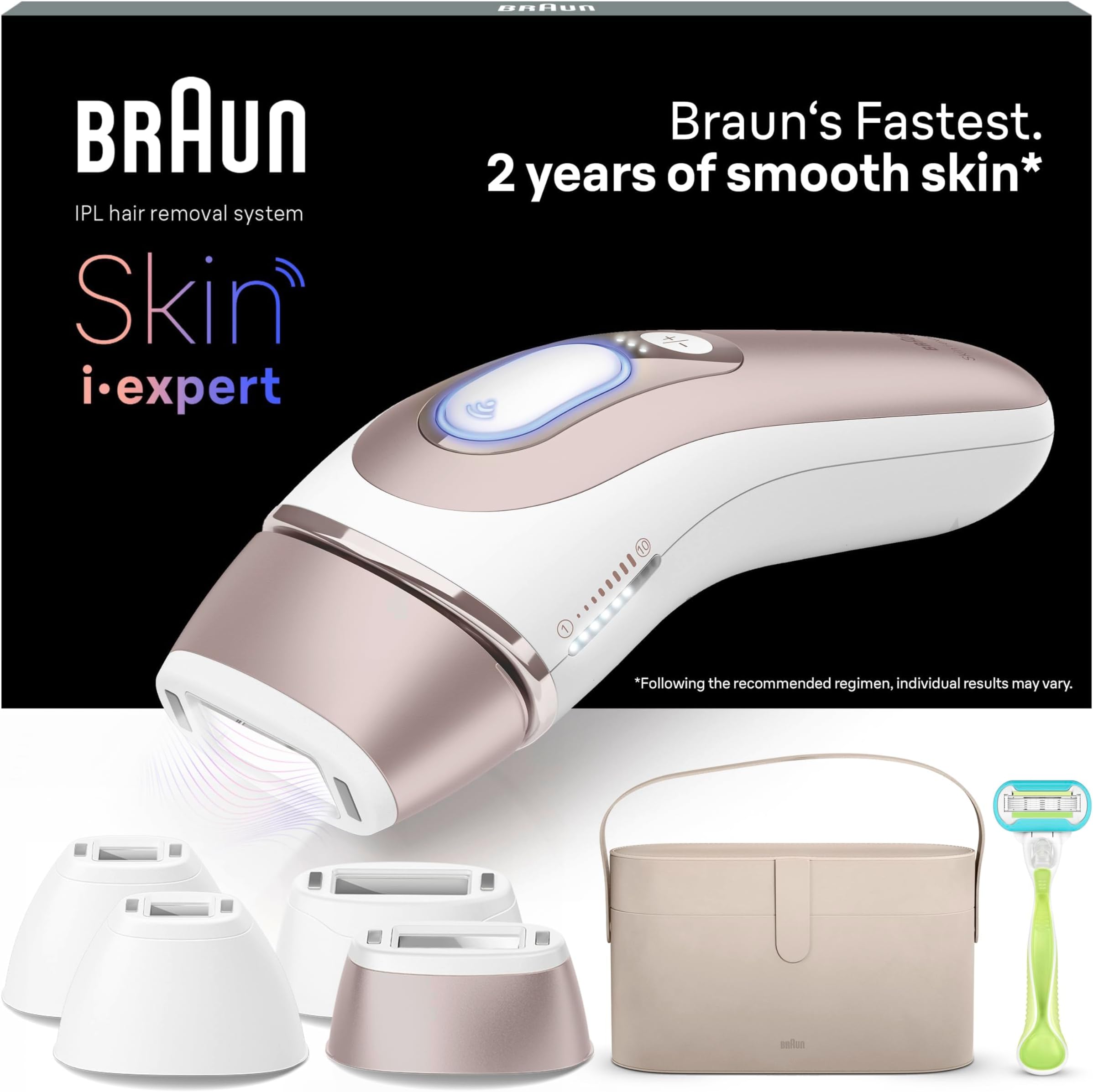 Pulsed Light Skin i·Expert Smart IPL, Hair Removal at Home, Free App, Case, Venus Razor, 4 Heads, PL7387