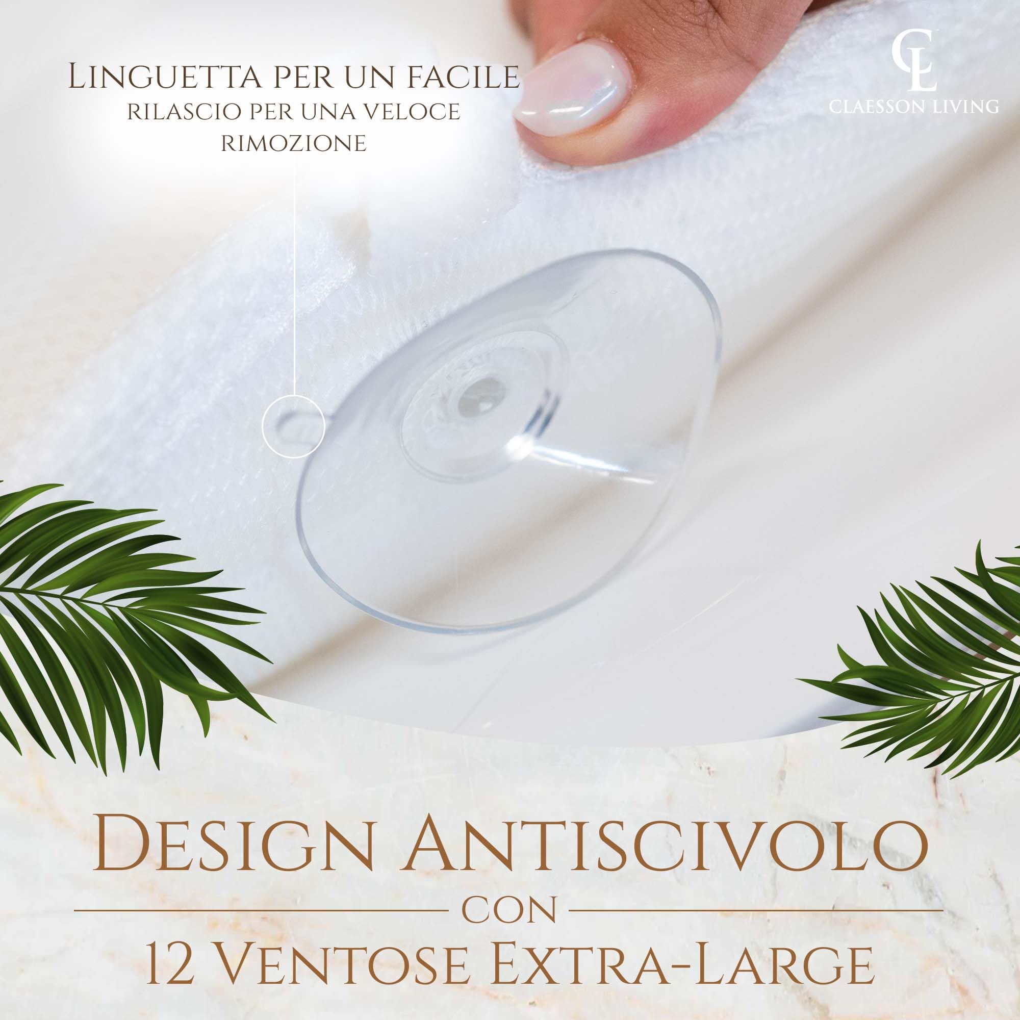 Cuscino Vasca da Bagno per Tutto il Corpo (125x43cm) - Cuscino Bago con ventose e Poggiatesta; Supporta Collo, Schiena e Gambe – Incl. Borse per Lavaggio e da Viaggio e Ganci per Asciugatura - Blanco