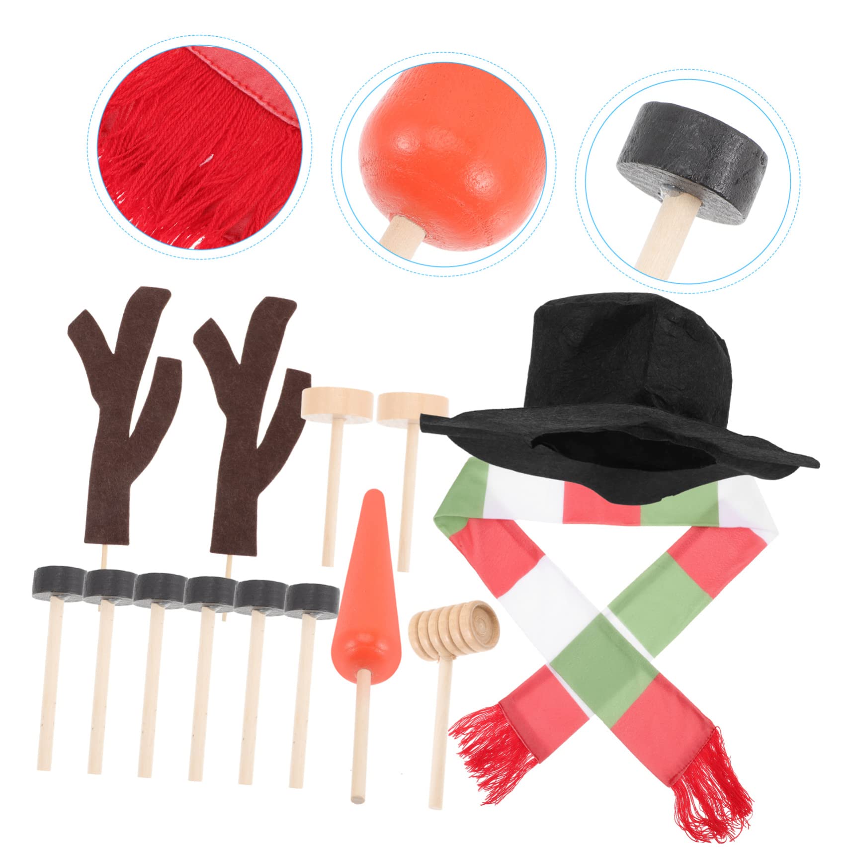 TOPBATHY 3 Sätze Schneemann DIY Zubehör Schneemann-bastelset Weihnachtsschneemann Requisiten Schneemann Macht Requisiten Schneemann Requisiten Selber Machen Schneemann-Stick-hände Hölzern