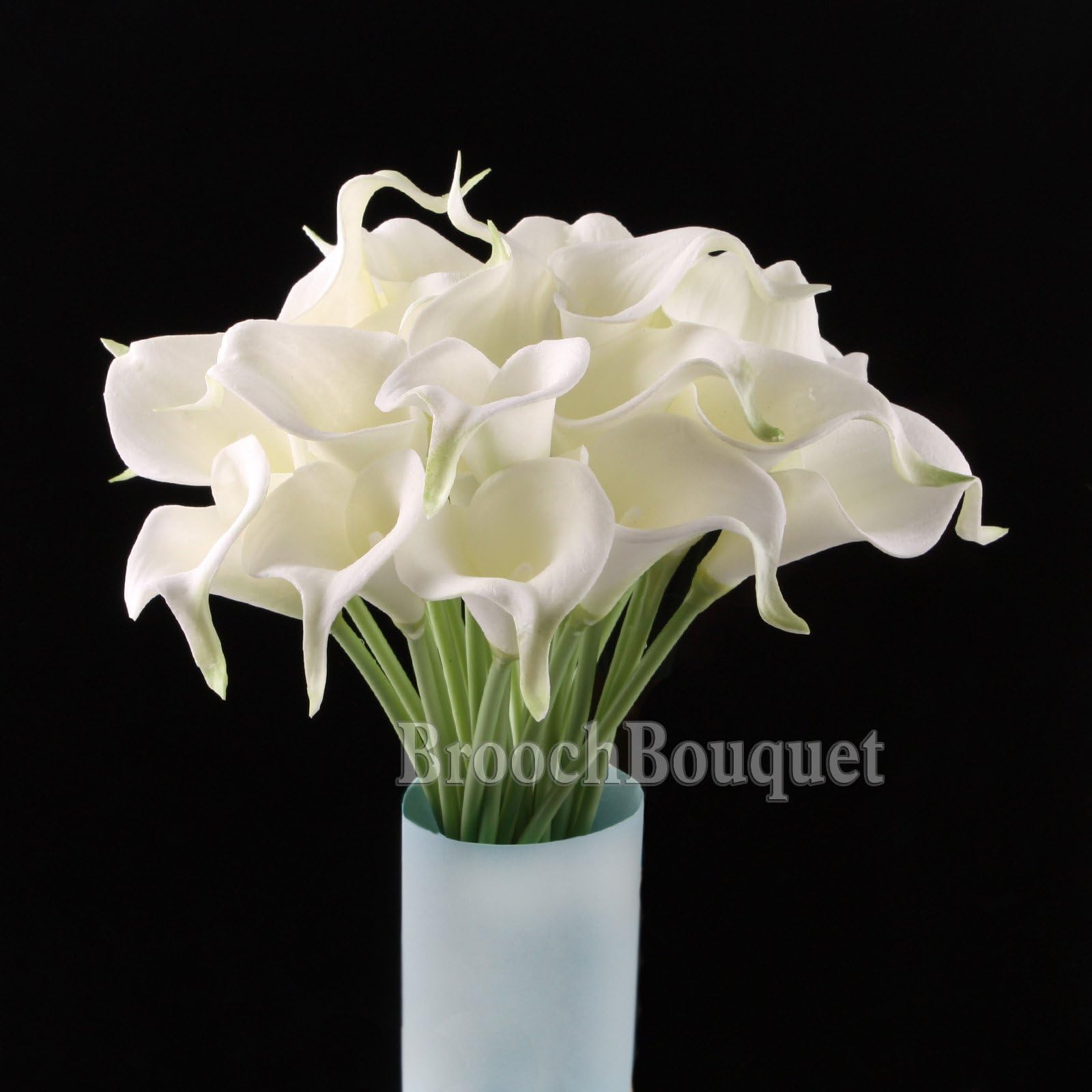 50pcs White Cally Lily Real Nature Touch Flowers for DIY Bridal Bouquet Wedding Bouquet with Scent (KC51 White)