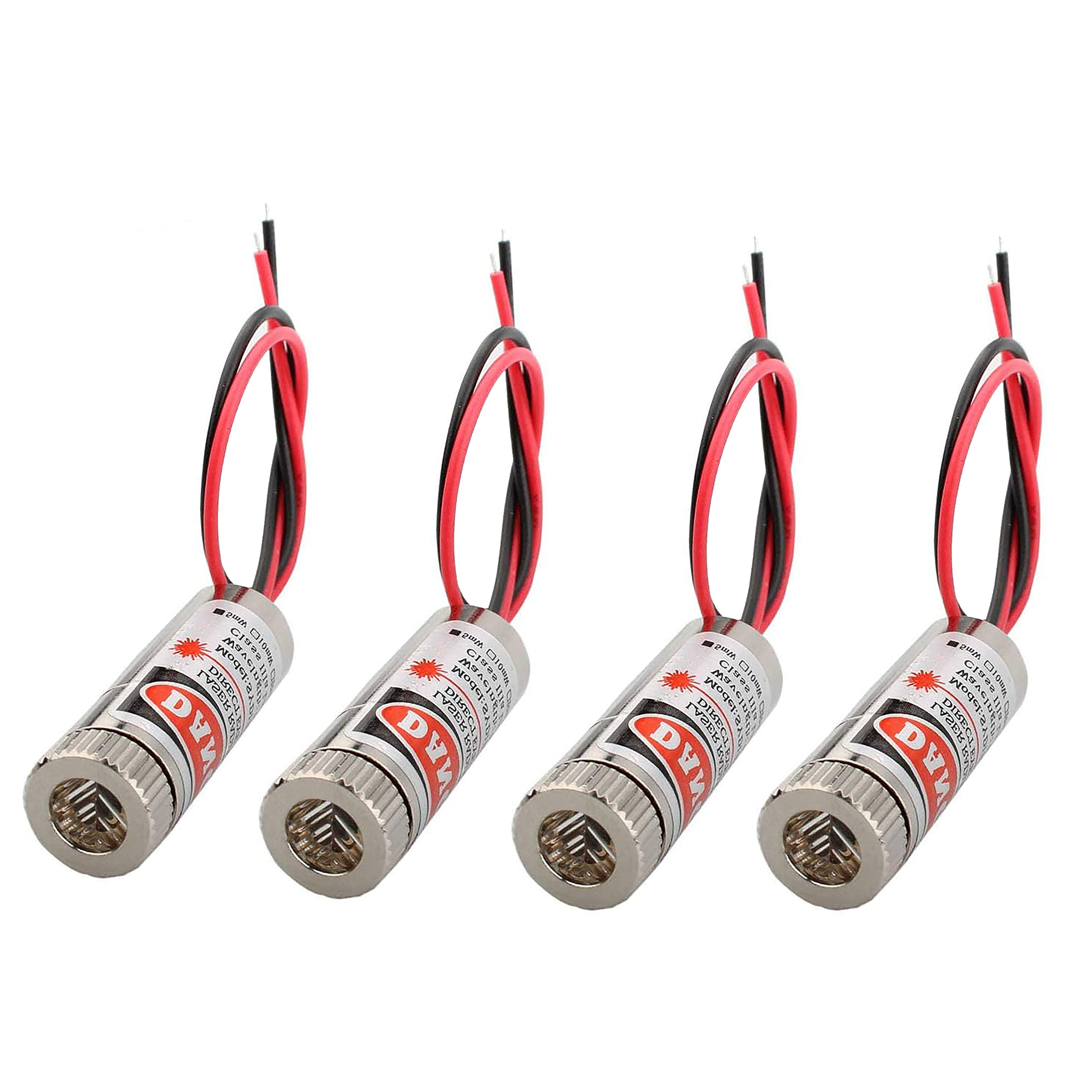 GERUI 4 pezzi moduli laser focalizzabili a croce laser a messa a fuoco regolabile laser rosso 3-5 V 650 nm con lenti in plastica, laser a croce, utilizzato per la correzione e l'allineamento di