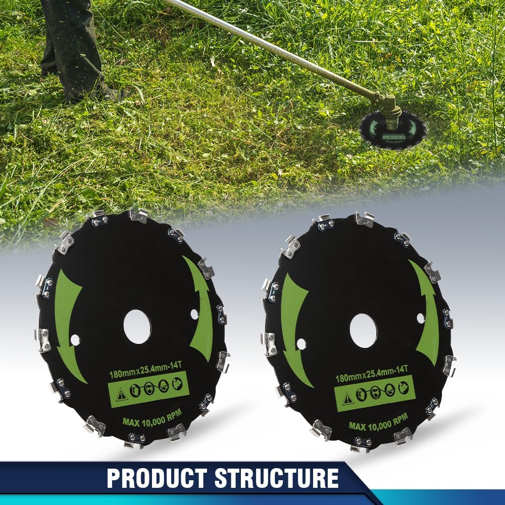 PIT66 2Pack 7" Chainsaw 14 Tooth Brush Blades Compatible with Bush Cutter Weed Eater Trimmer Head 2PCS