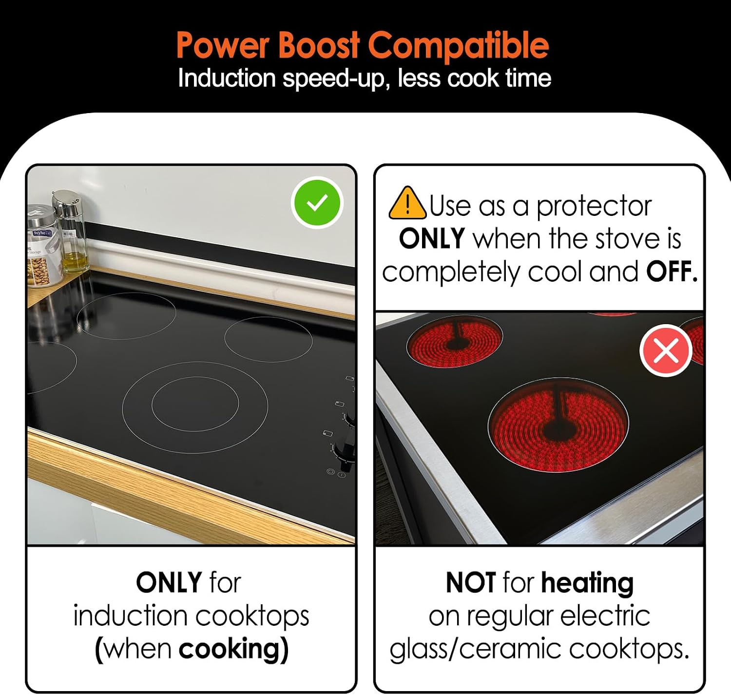 Transparent Silicone Induction Cooktop Protector Mat, Large 23.6"x31.5"