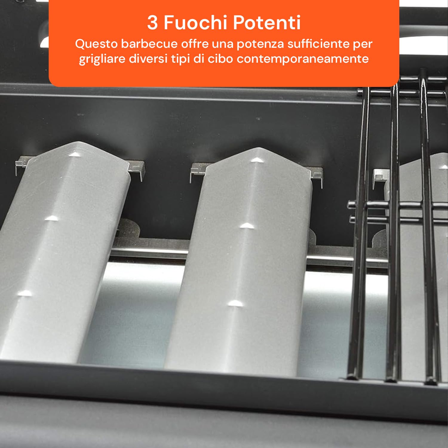 Avilia Barbecue a Gas GPL 3 Fuochi Fornello Laterale Griglia Acciaio Piastra Ghisa BBQ Termometro