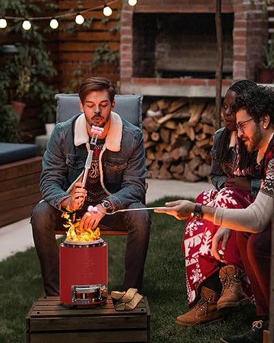 Miniatura 74 de YEFU Fogata de mesa de 9.7 x 7.1 pulgadas, estufa de campamento de bajo humo para exteriores y patio, alimentada por pellets o madera, fogata de Azul