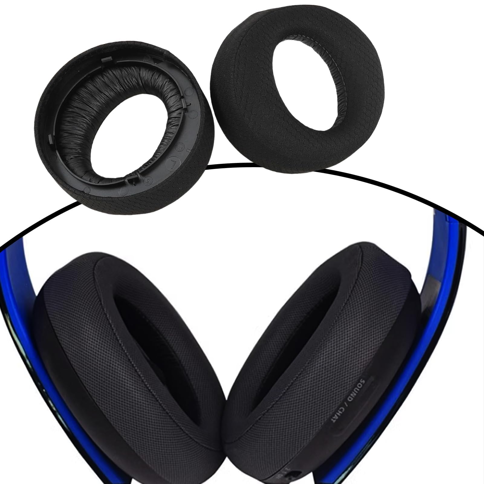 Coussinets Casque d'oreille de Remplacement pour PlayStation 5 Pulse PS5 3D avec Tissu Respirant et Mousse Anti-Bruit