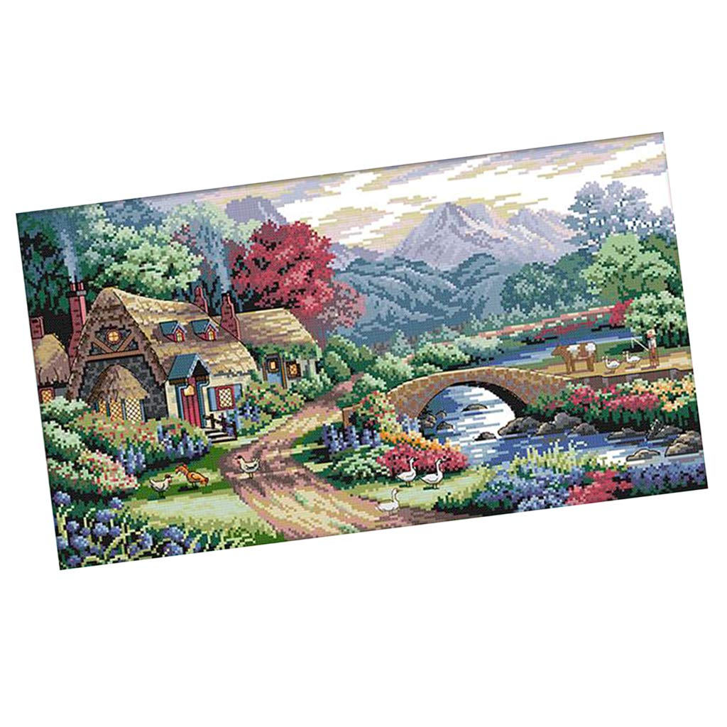 14CT 54x33cmStamped Cross Stitch Embroidery Kit DIY Needlework - Farm Scene