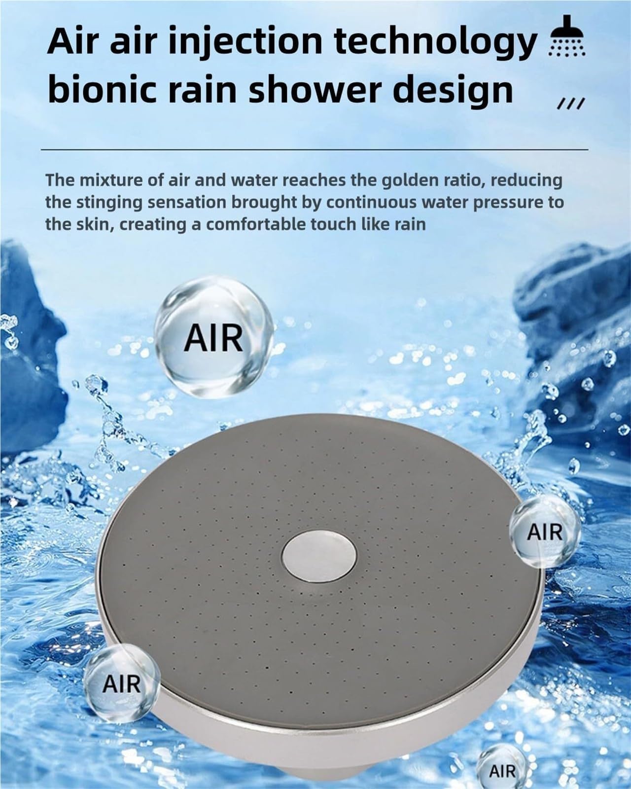 Pommeau de Douche pour Salle de Bain Filtre purificateur pour Douche à Effet Pluie Débit d'eau Puissant et expérience relaxante(Silver)